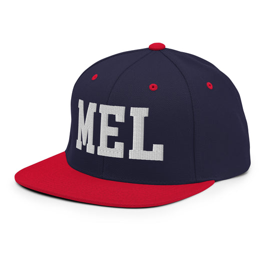 College-Style Classic Snapback Hat • White • MEL Melbourne • YHM Designs - Image 01