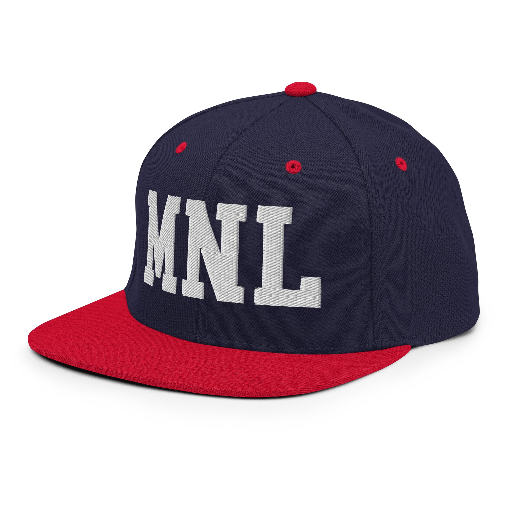 College-Style Classic Snapback Hat • White • MNL Manila Souvenir • YHM Designs - Image 01