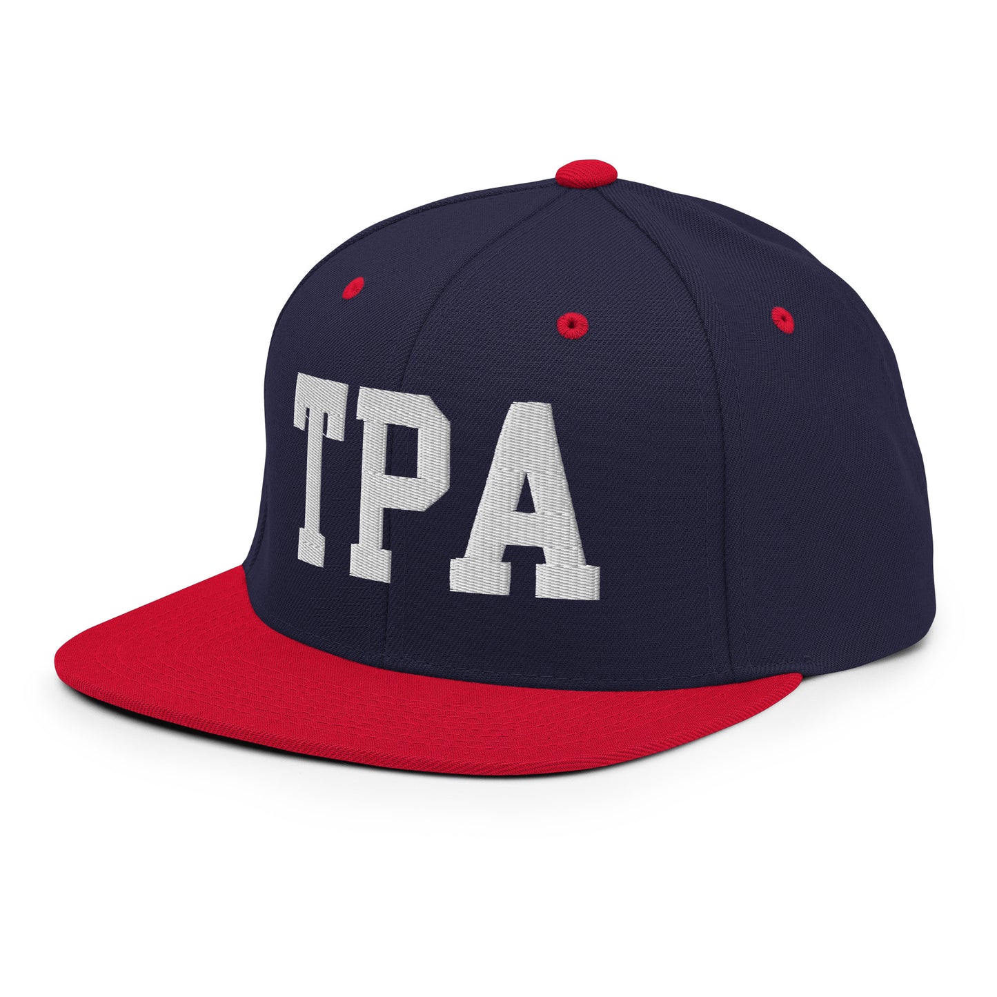 College-Style Classic Snapback Hat • White • TPA Tampa • YHM Designs - Image 01