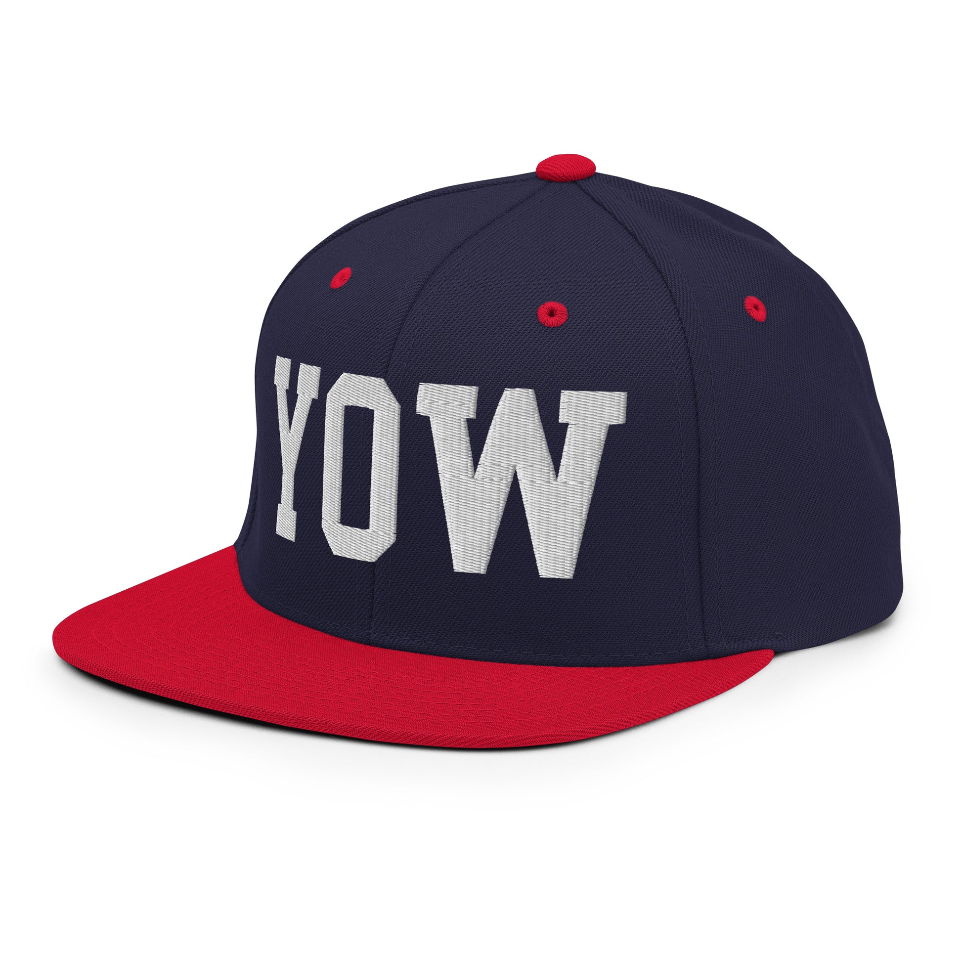 College-Style Classic Snapback Hat • White • YOW Ottawa • YHM Designs - Image 01