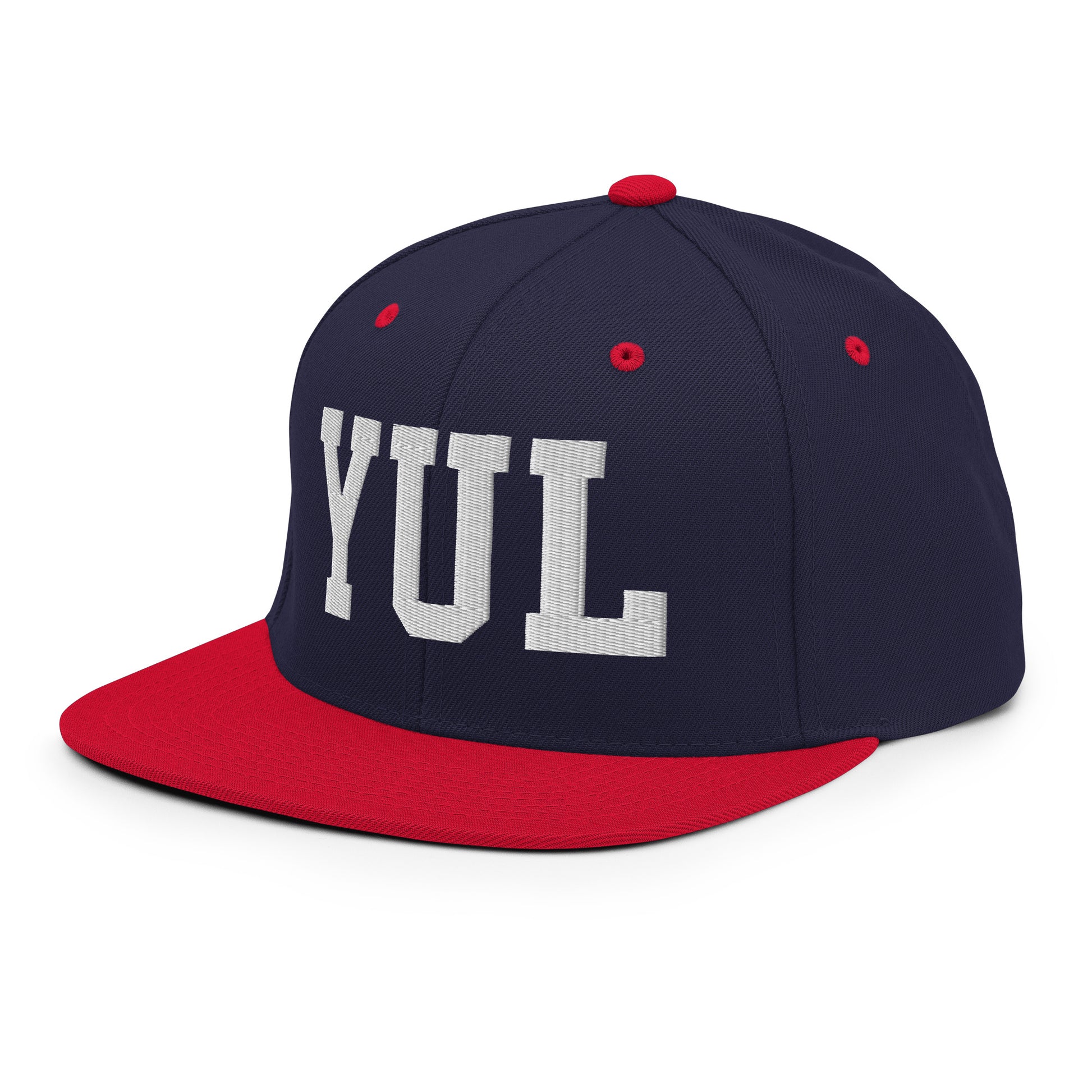 College-Style Classic Snapback Hat • White • YUL Montreal Souvenir • YHM Designs - Image 01