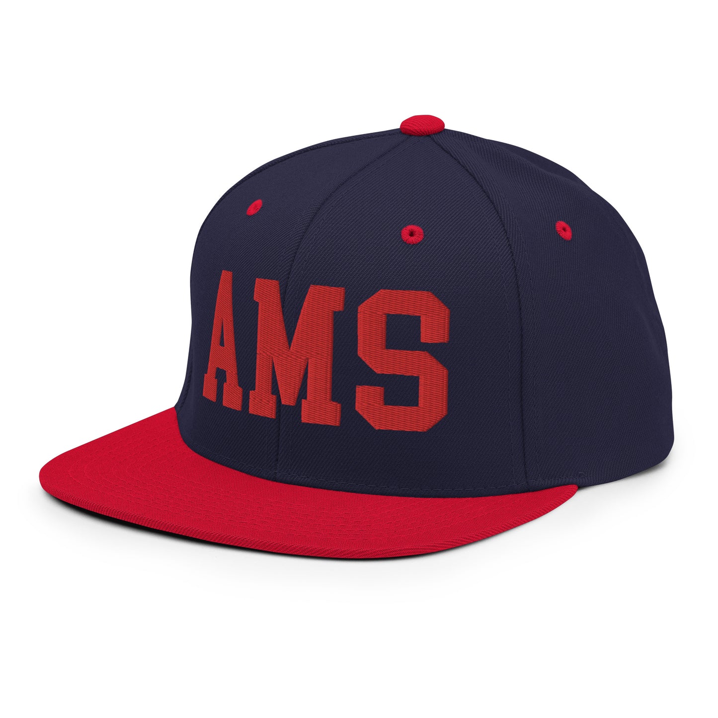 College-Style Classic Snapback Hat • Red • AMS Amsterdam • YHM Designs - Image 21