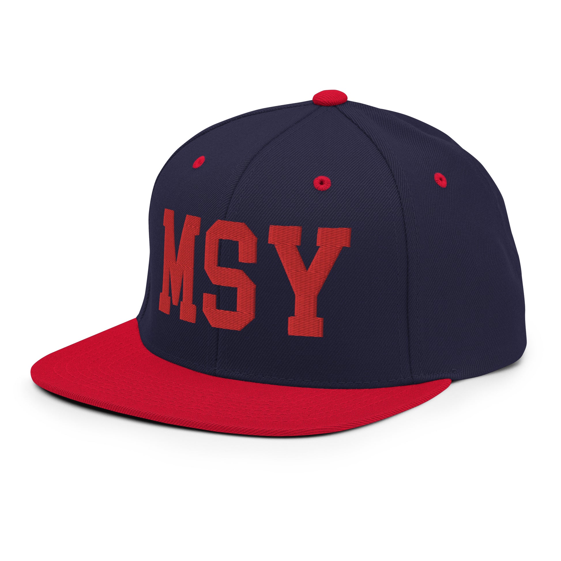 College-Style Classic Snapback Hat • Red • MSY New Orleans • YHM Designs - Image 21