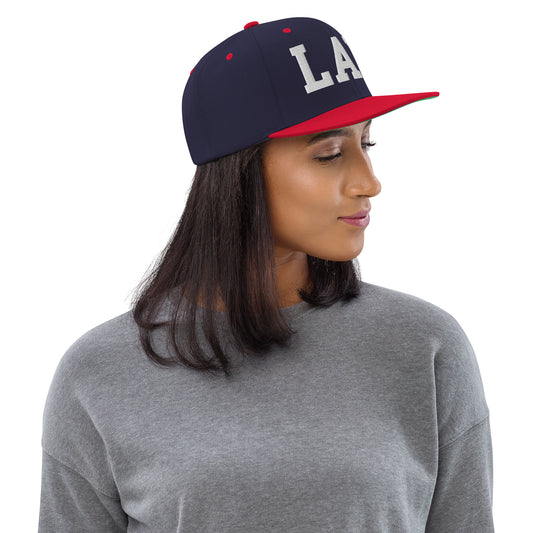 College-Style Classic Snapback Hat • White • LAX Los Angeles • YHM Designs - Image 02