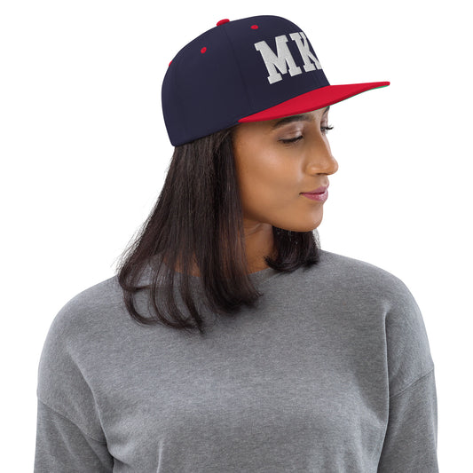 College-Style Classic Snapback Hat • White • MKE Milwaukee • YHM Designs - Image 02