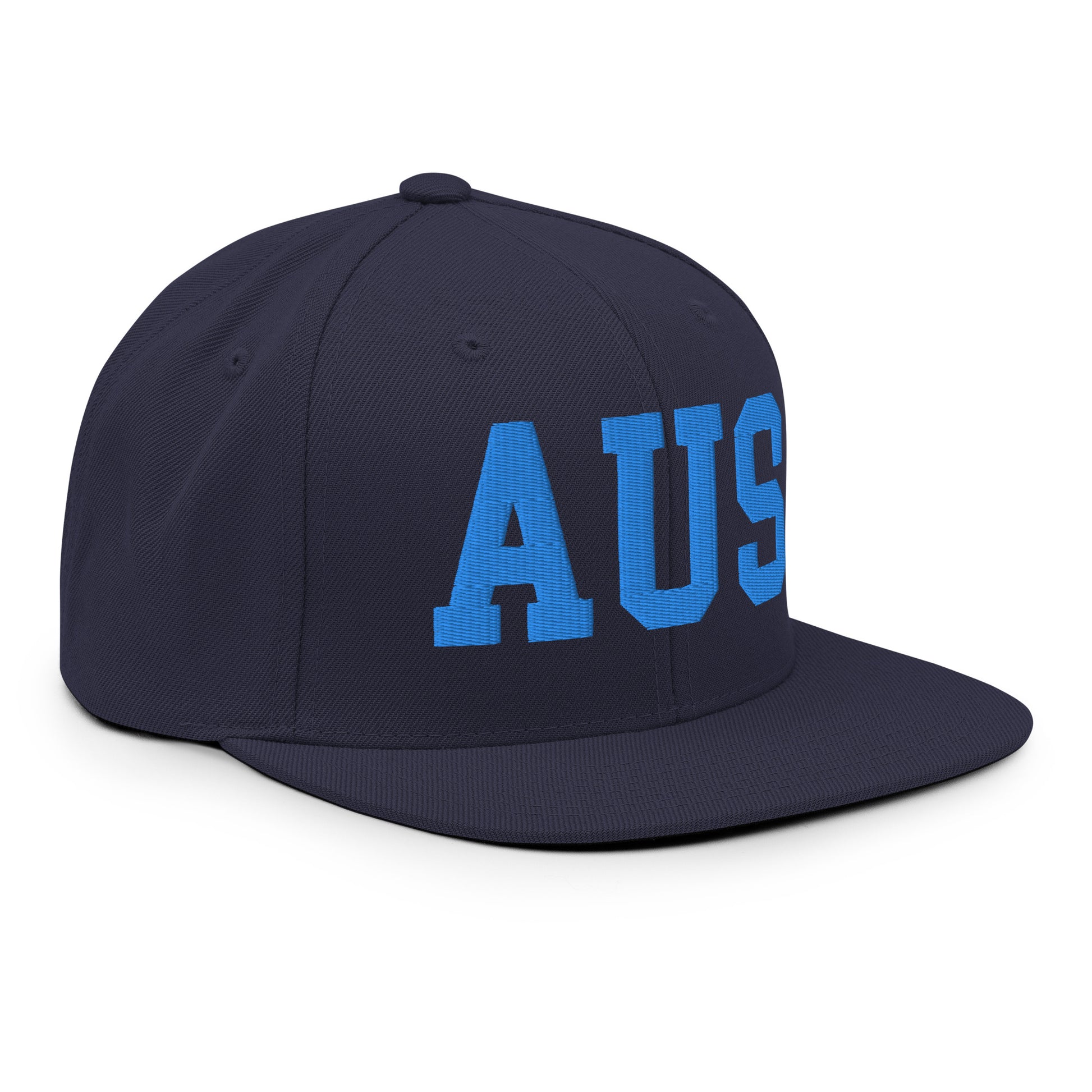 College-Style Classic Snapback Hat • Aqua Blue • AUS Austin • YHM Designs - Image 10
