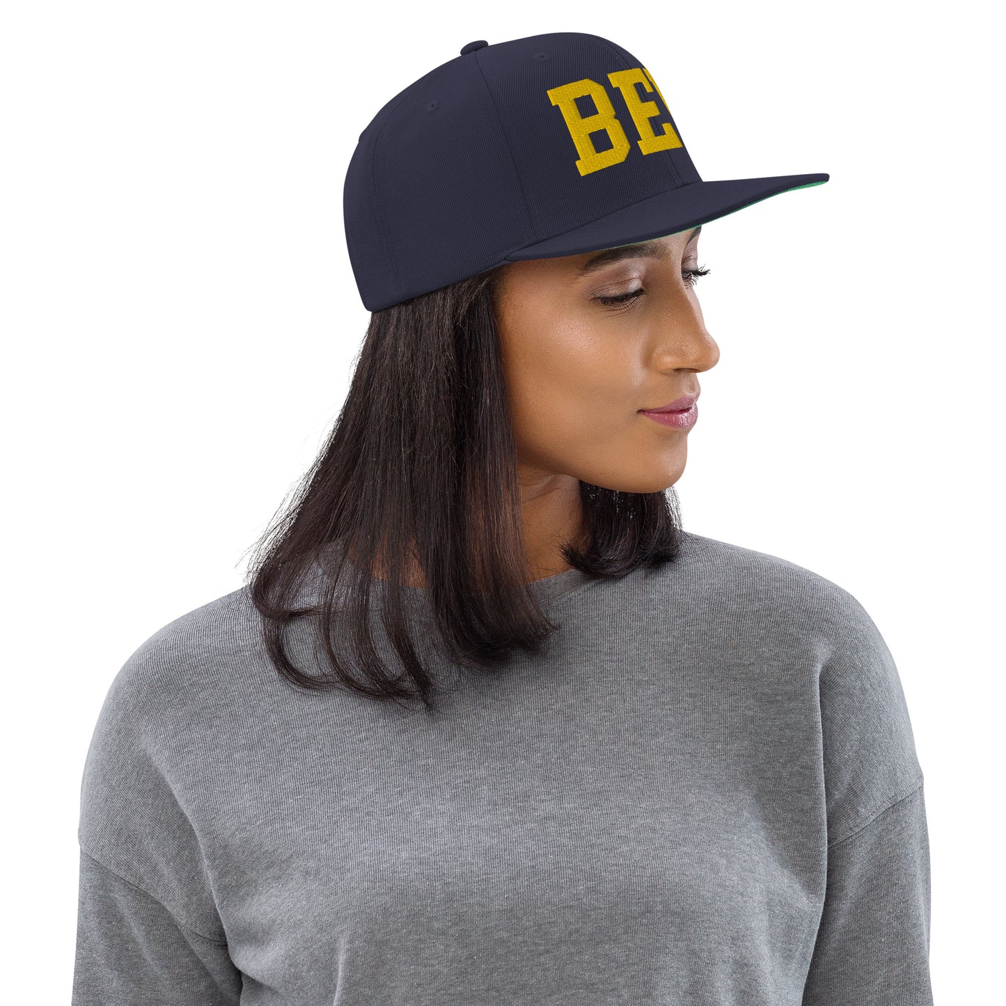 College-Style Classic Snapback Hat • Gold • BER Berlin • YHM Designs - Image 02