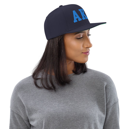 College-Style Classic Snapback Hat • Aqua Blue • AKL Auckland • YHM Designs - Image 02