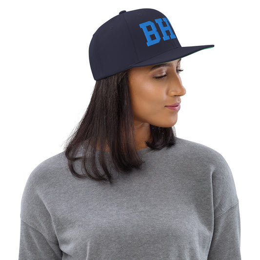 College-Style Classic Snapback Hat • Aqua Blue • BHM Birmingham • YHM Designs - Image 02