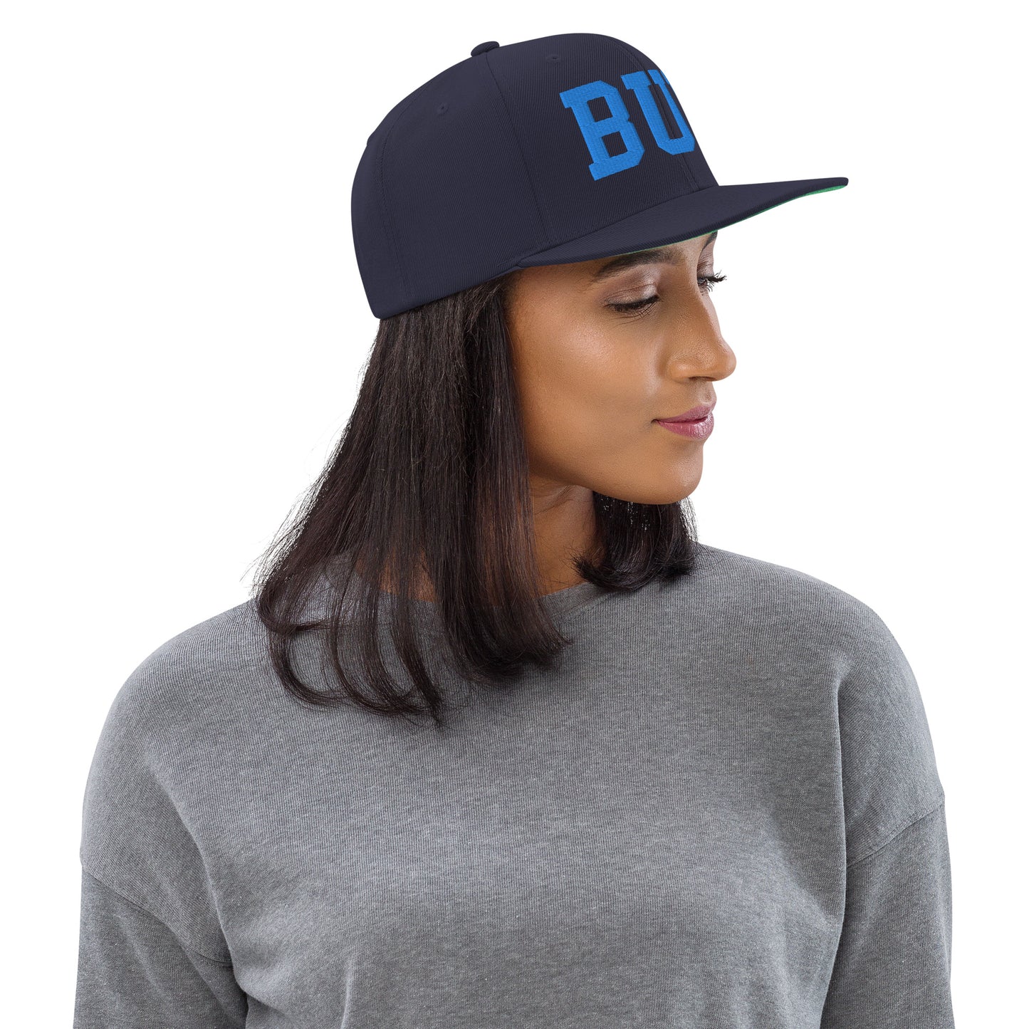 College-Style Classic Snapback Hat • Aqua Blue • BUF Buffalo • YHM Designs - Image 02