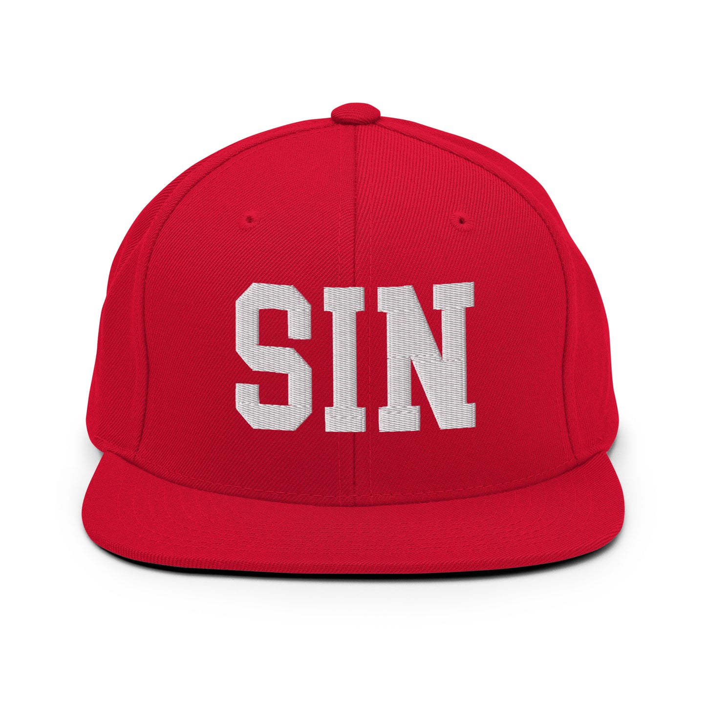 College-Style Classic Snapback Hat • White • SIN Singapore Souvenir • YHM Designs - Image 26