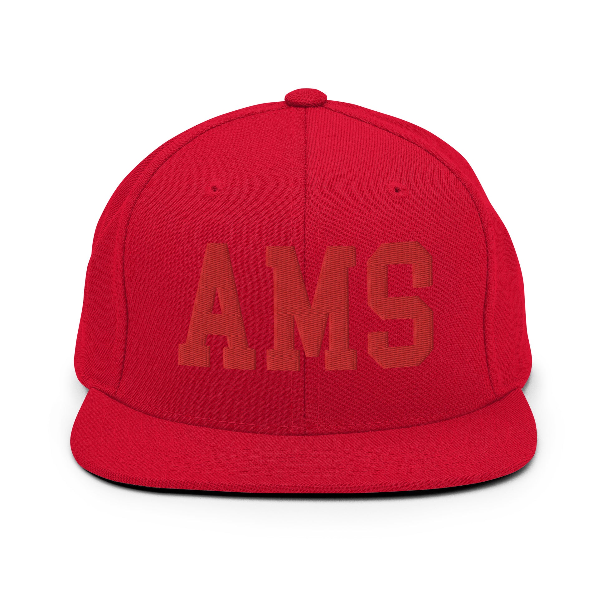 College-Style Classic Snapback Hat • Red • AMS Amsterdam • YHM Designs - Image 23