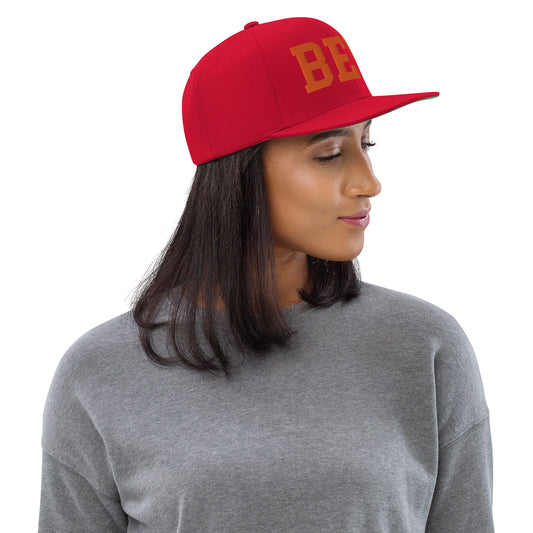 College-Style Classic Snapback Hat • Orange • BER Berlin • YHM Designs - Image 02