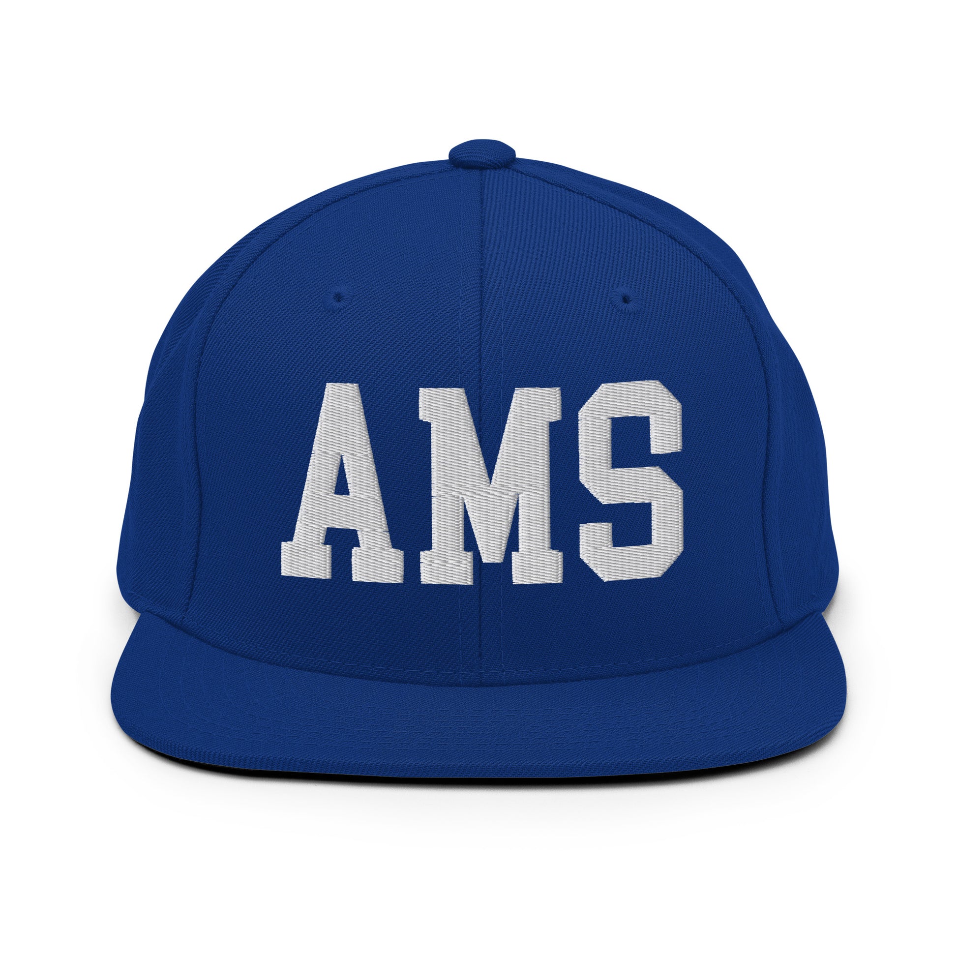 College-Style Classic Snapback Hat • White • AMS Amsterdam • YHM Designs - Image 11
