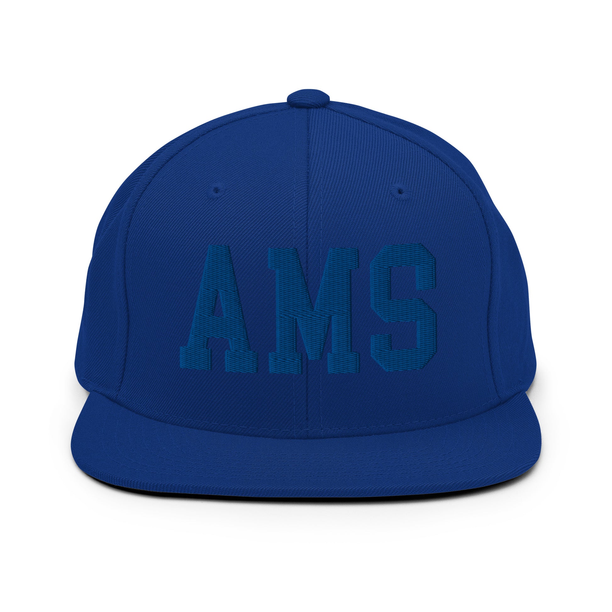 College-Style Classic Snapback Hat • Royal Blue • AMS Amsterdam • YHM Designs - Image 07
