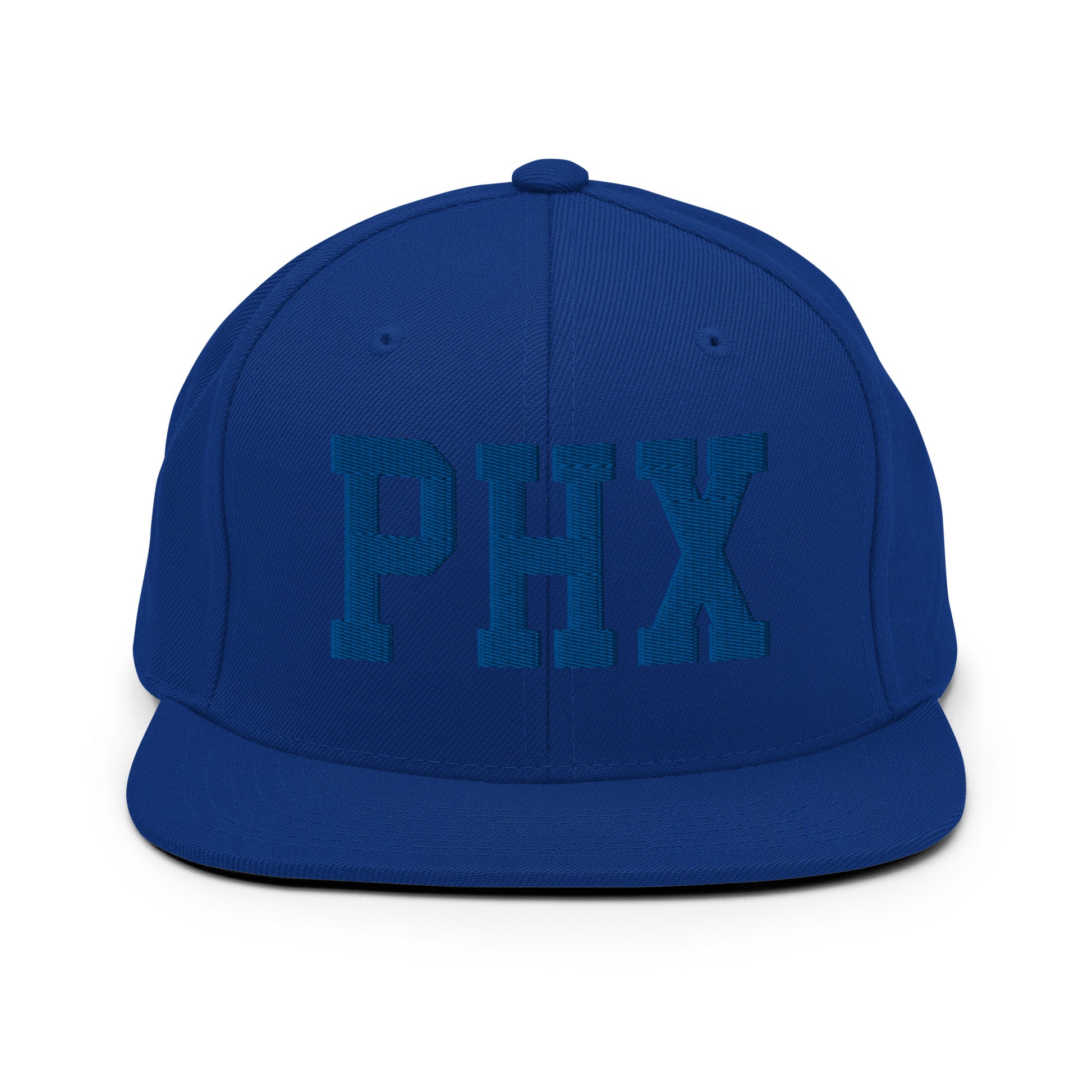 College-Style Classic Snapback Hat • Royal Blue • PHX Phoenix • YHM Designs - Image 07