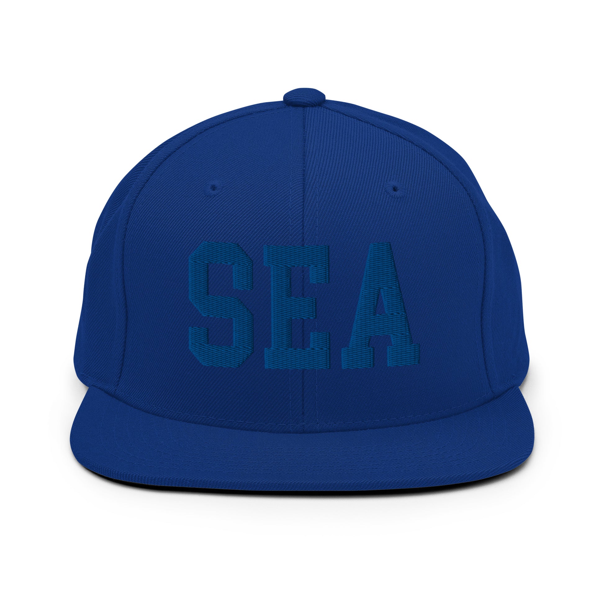 College-Style Classic Snapback Hat • Royal Blue • SEA Seattle • YHM Designs - Image 07