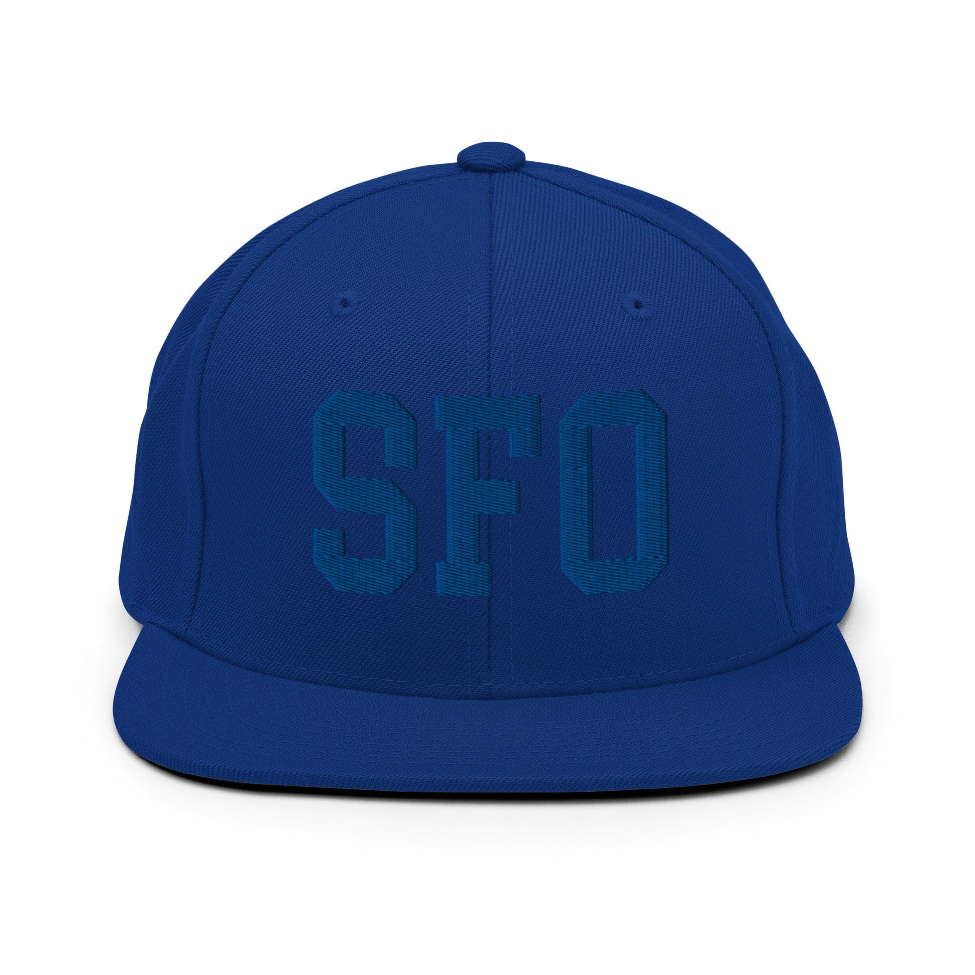 College-Style Classic Snapback Hat • Royal Blue • SFO San Francisco • YHM Designs - Image 07