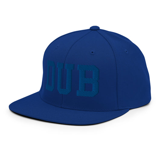 College-Style Classic Snapback Hat • Royal Blue • DUB Dublin • YHM Designs - Image 01