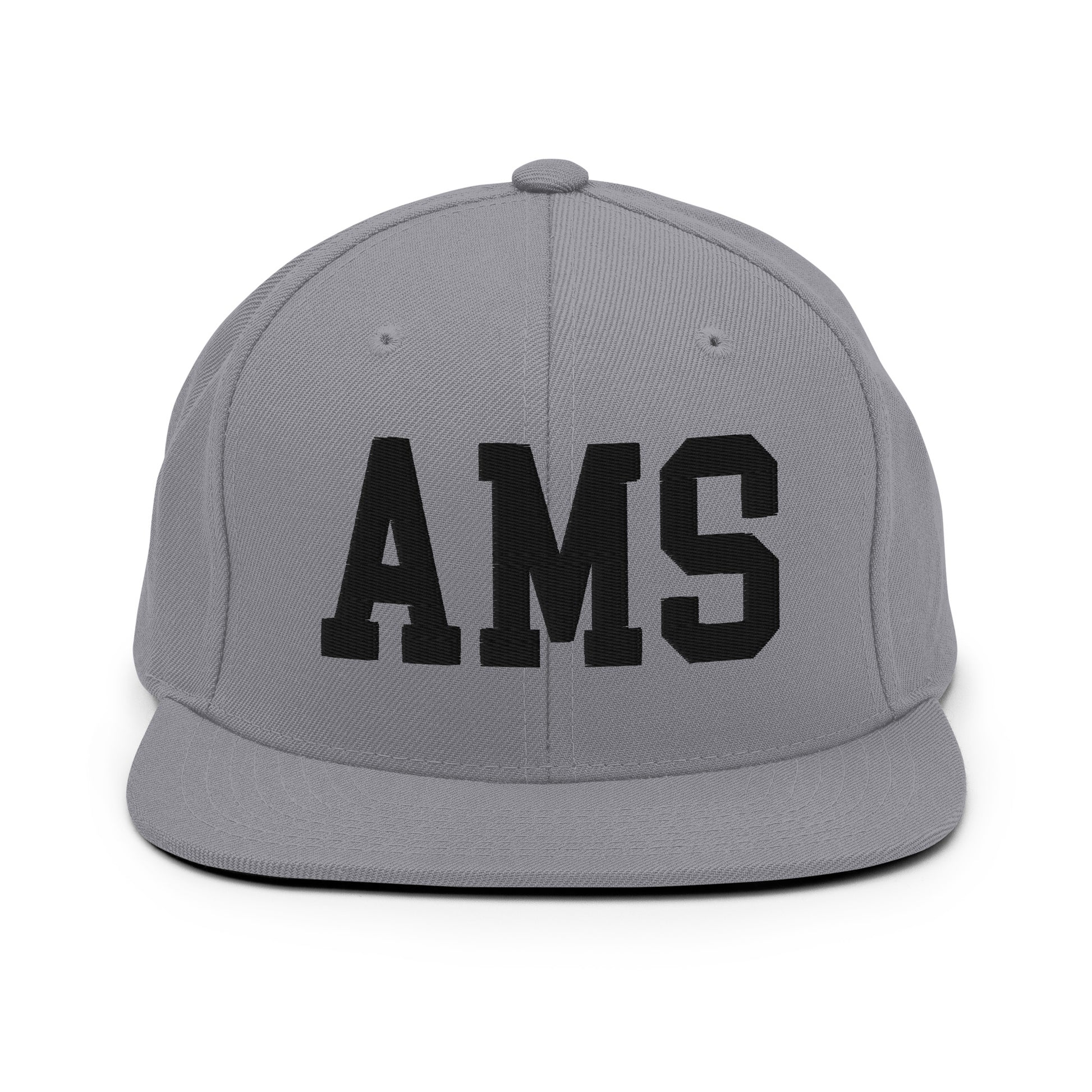 College-Style Classic Snapback Hat • Black • AMS Amsterdam • YHM Designs - Image 19