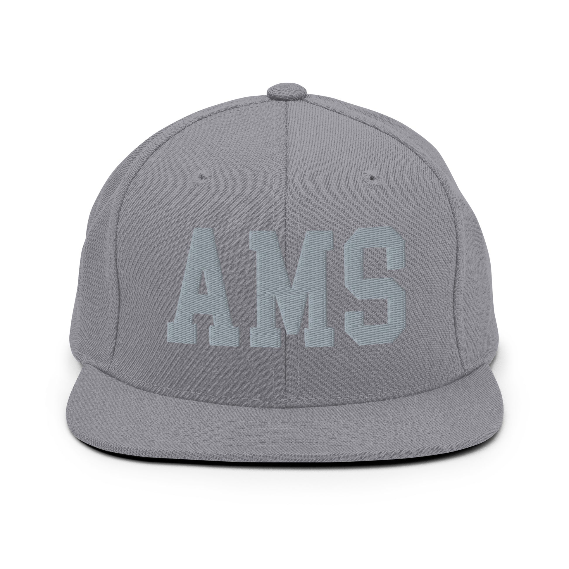 College-Style Classic Snapback Hat • Grey • AMS Amsterdam • YHM Designs - Image 14