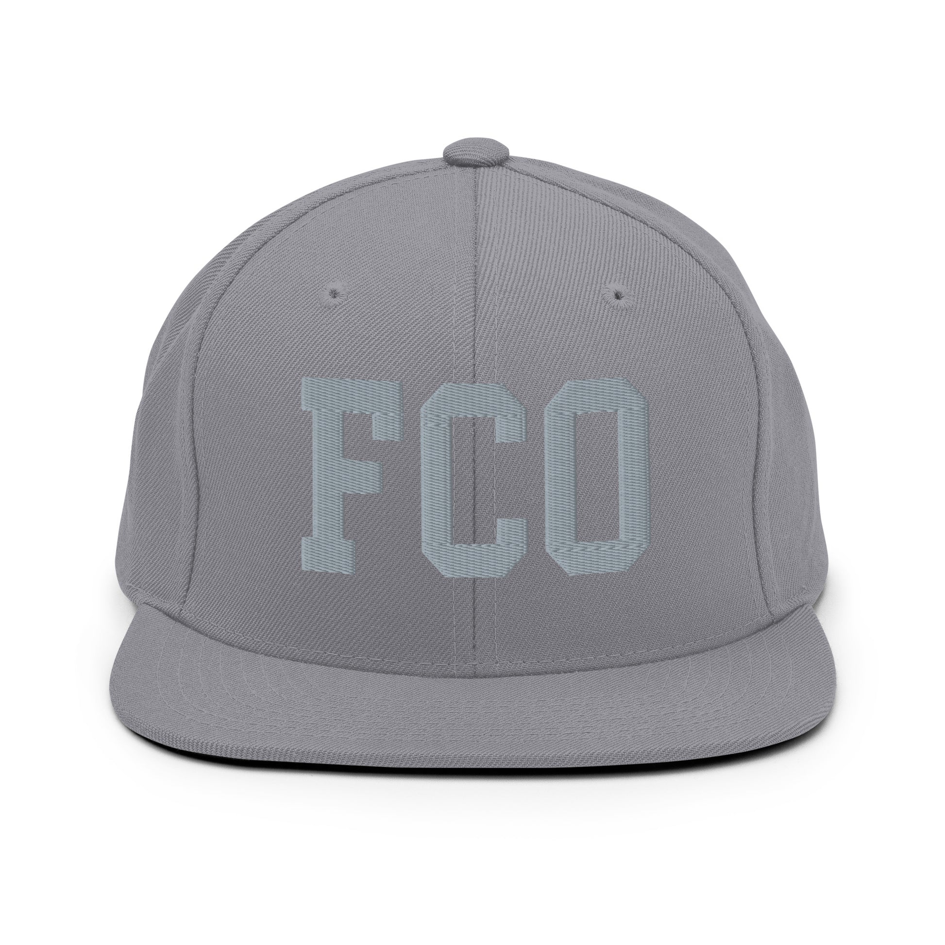 College-Style Classic Snapback Hat • Grey • FCO Rome Souvenir • YHM Designs - Image 14