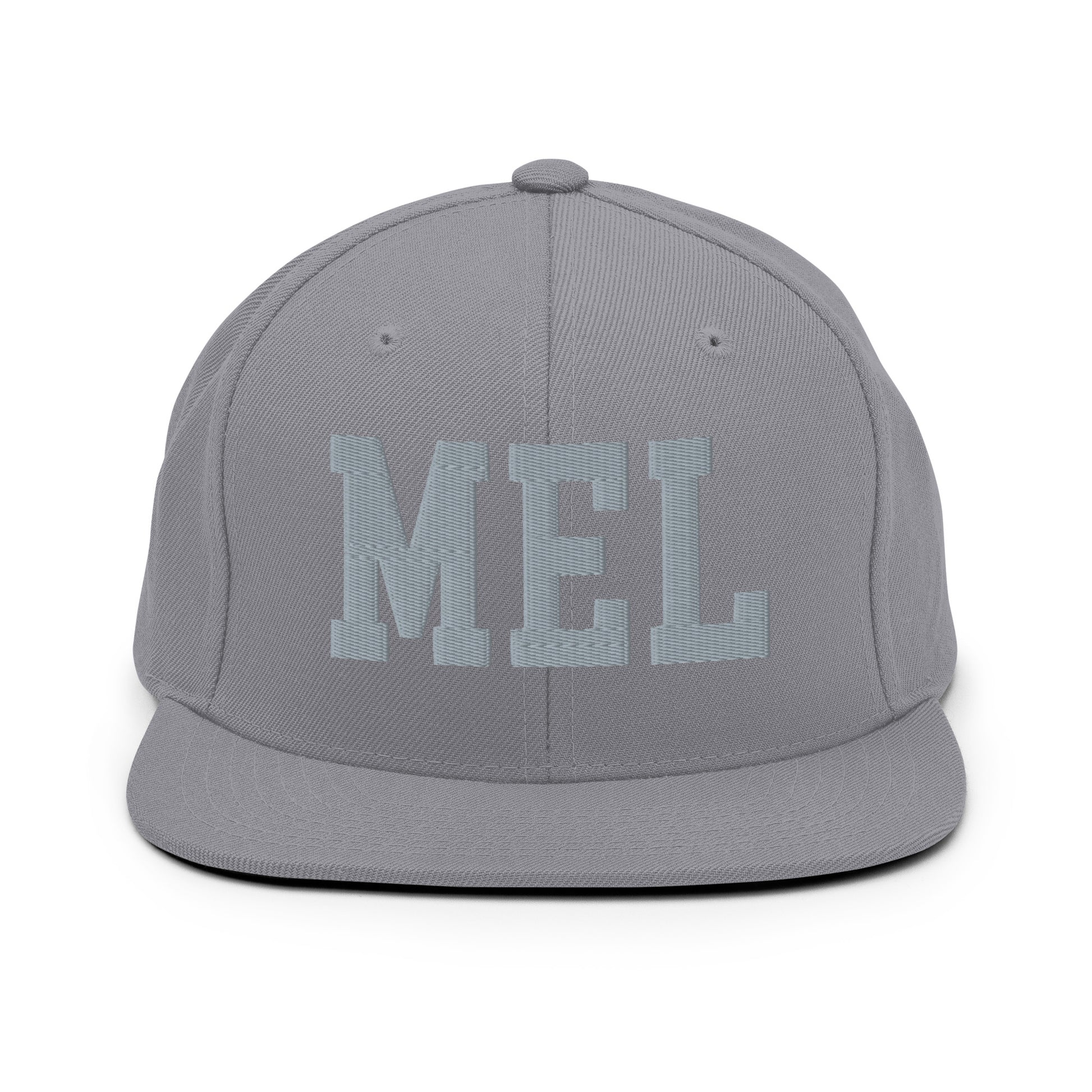 College-Style Classic Snapback Hat • Grey • MEL Melbourne Souvenir • YHM Designs - Image 14