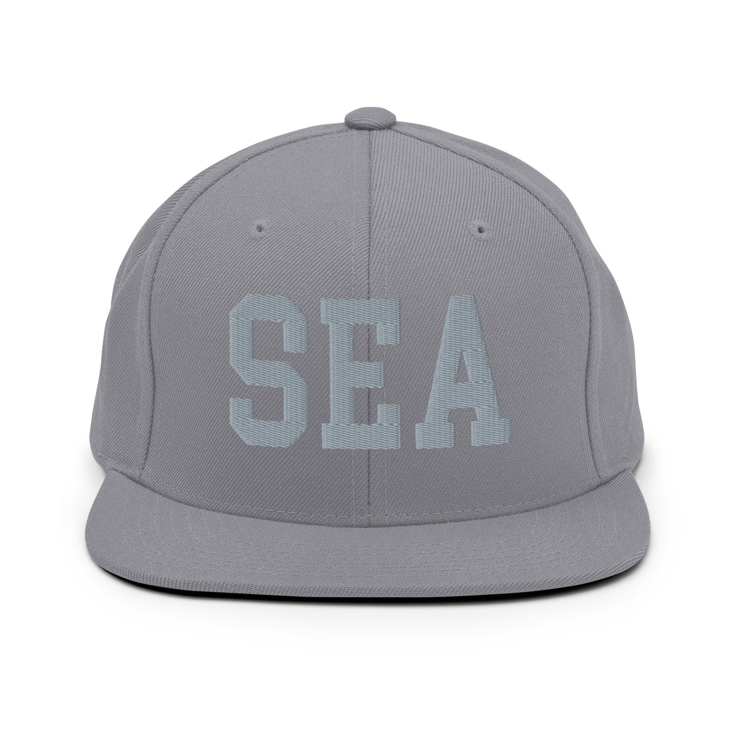 College-Style Classic Snapback Hat • Grey • SEA Seattle • YHM Designs - Image 14