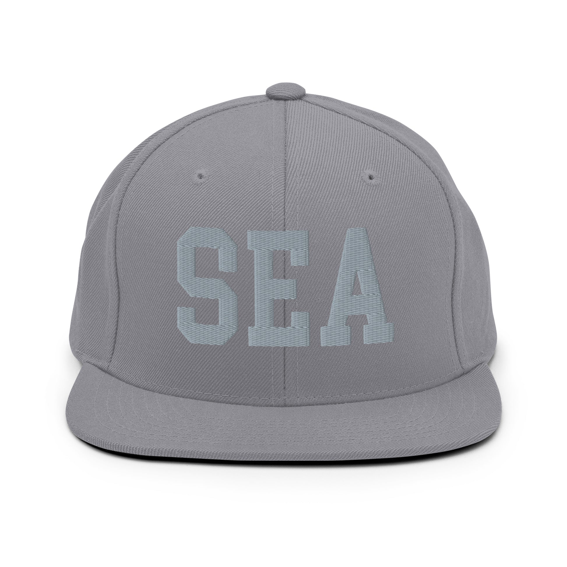 College-Style Classic Snapback Hat • Grey • SEA Seattle • YHM Designs - Image 14