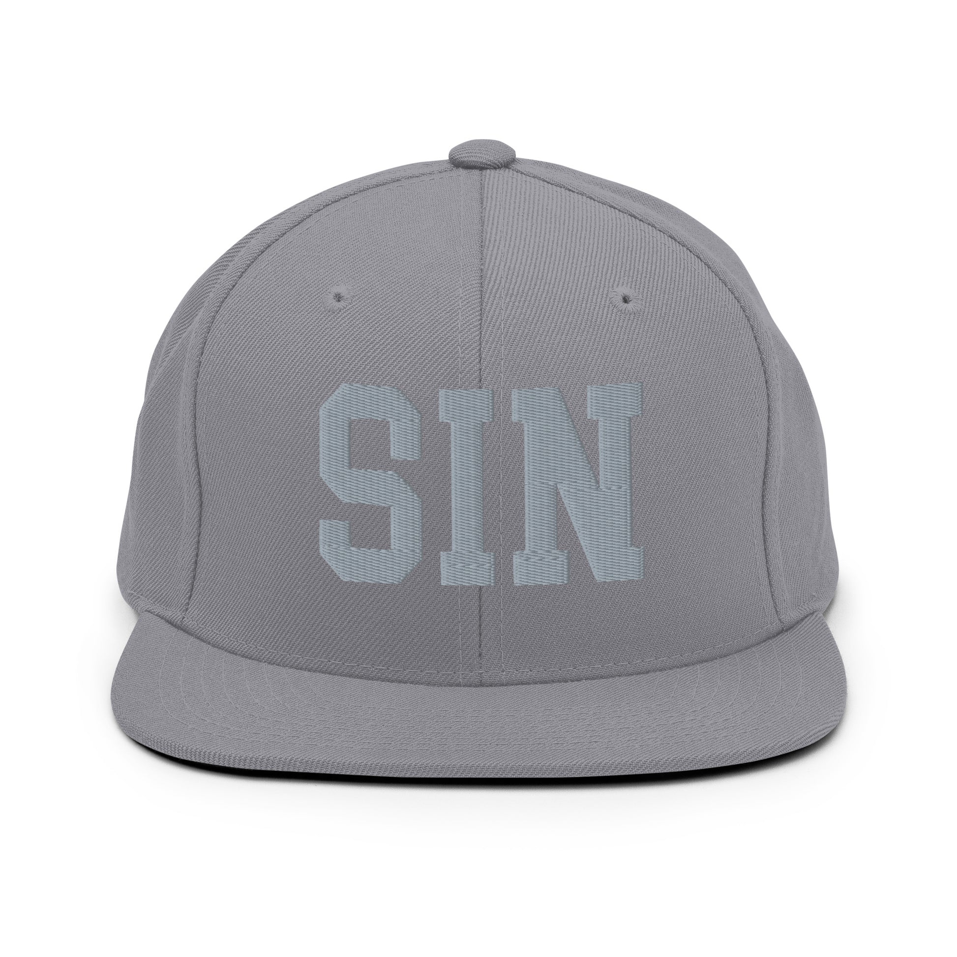 College-Style Classic Snapback Hat • Grey • SIN Singapore Souvenir • YHM Designs - Image 14