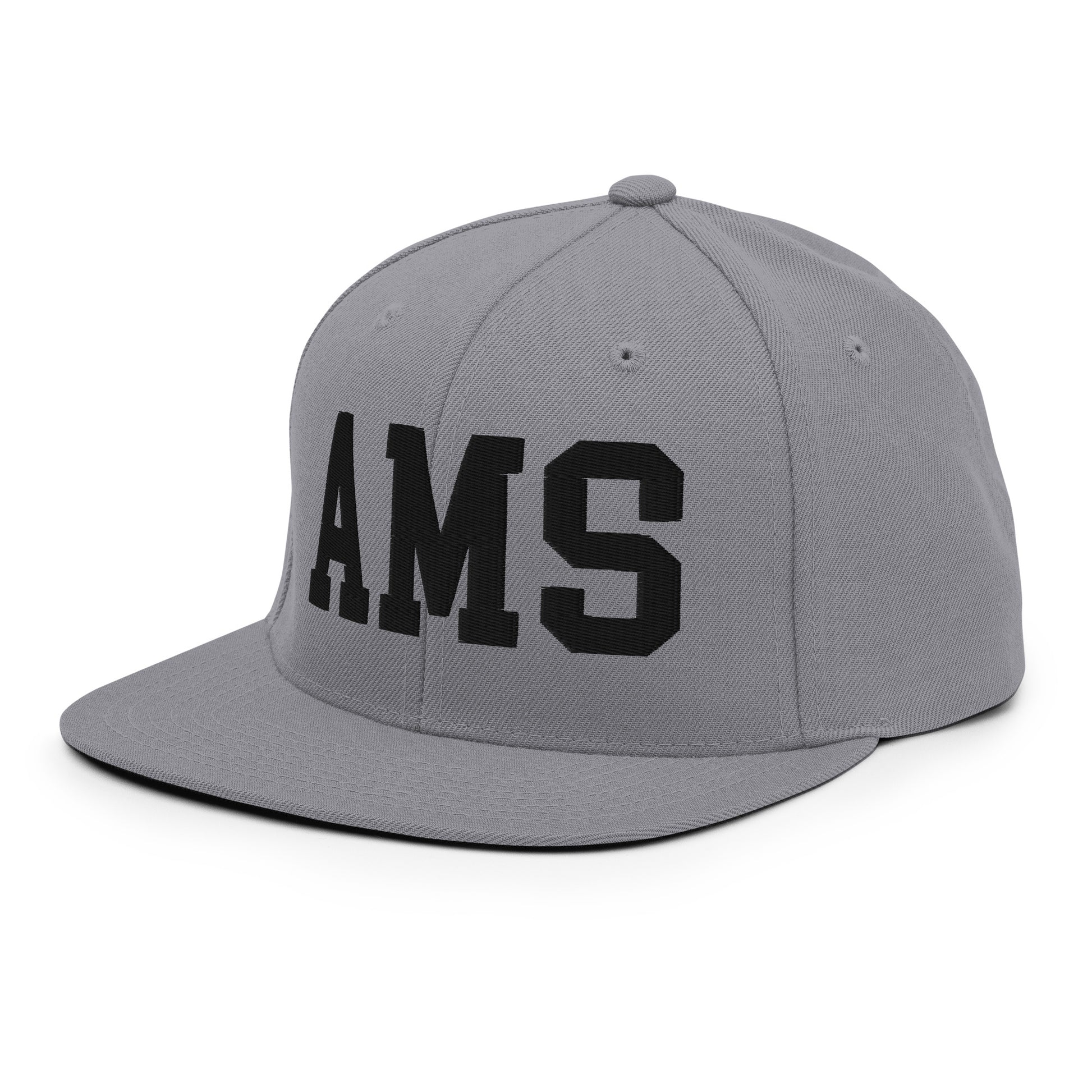 College-Style Classic Snapback Hat • Black • AMS Amsterdam • YHM Designs - Image 21