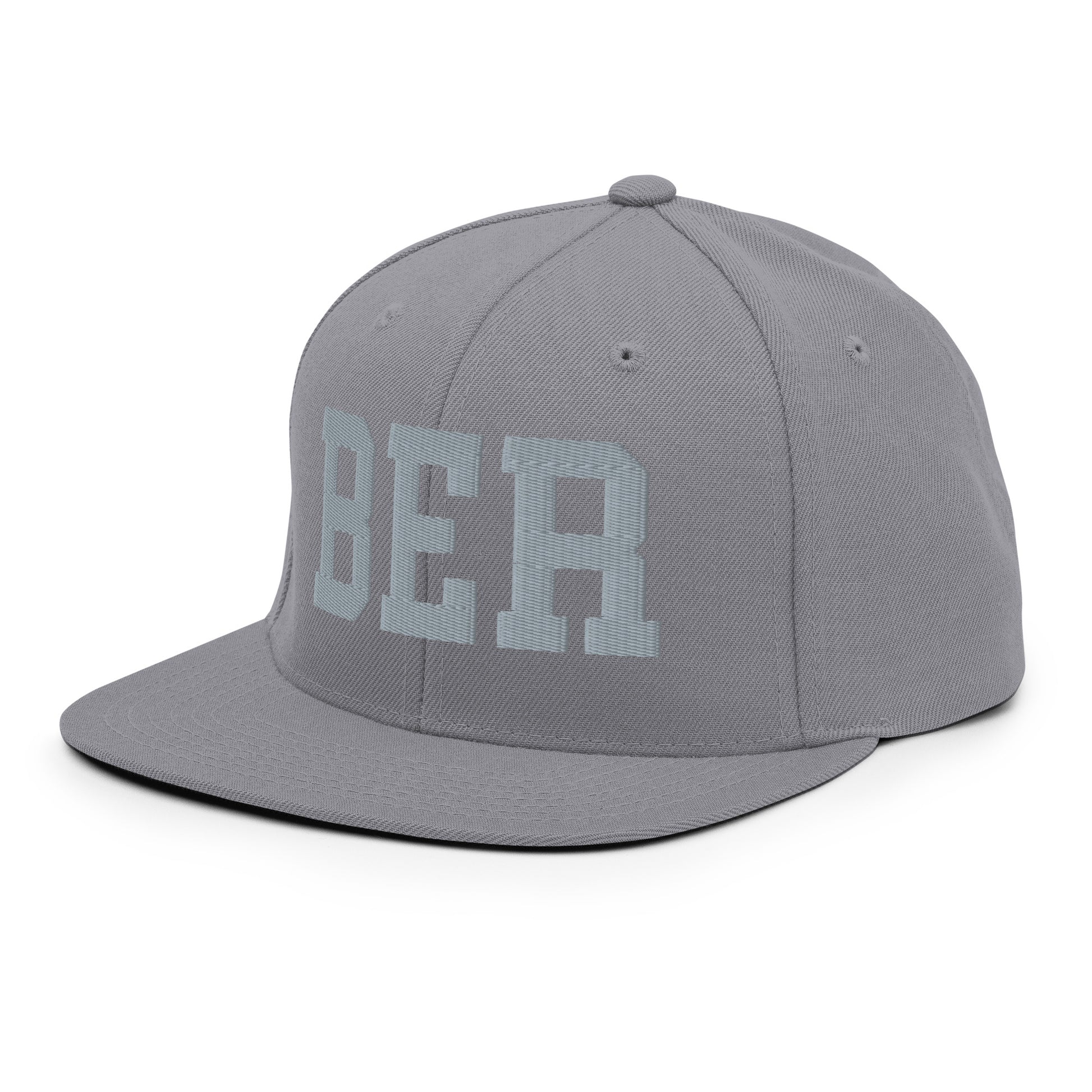 College-Style Classic Snapback Hat • Grey • BER Berlin • YHM Designs - Image 16