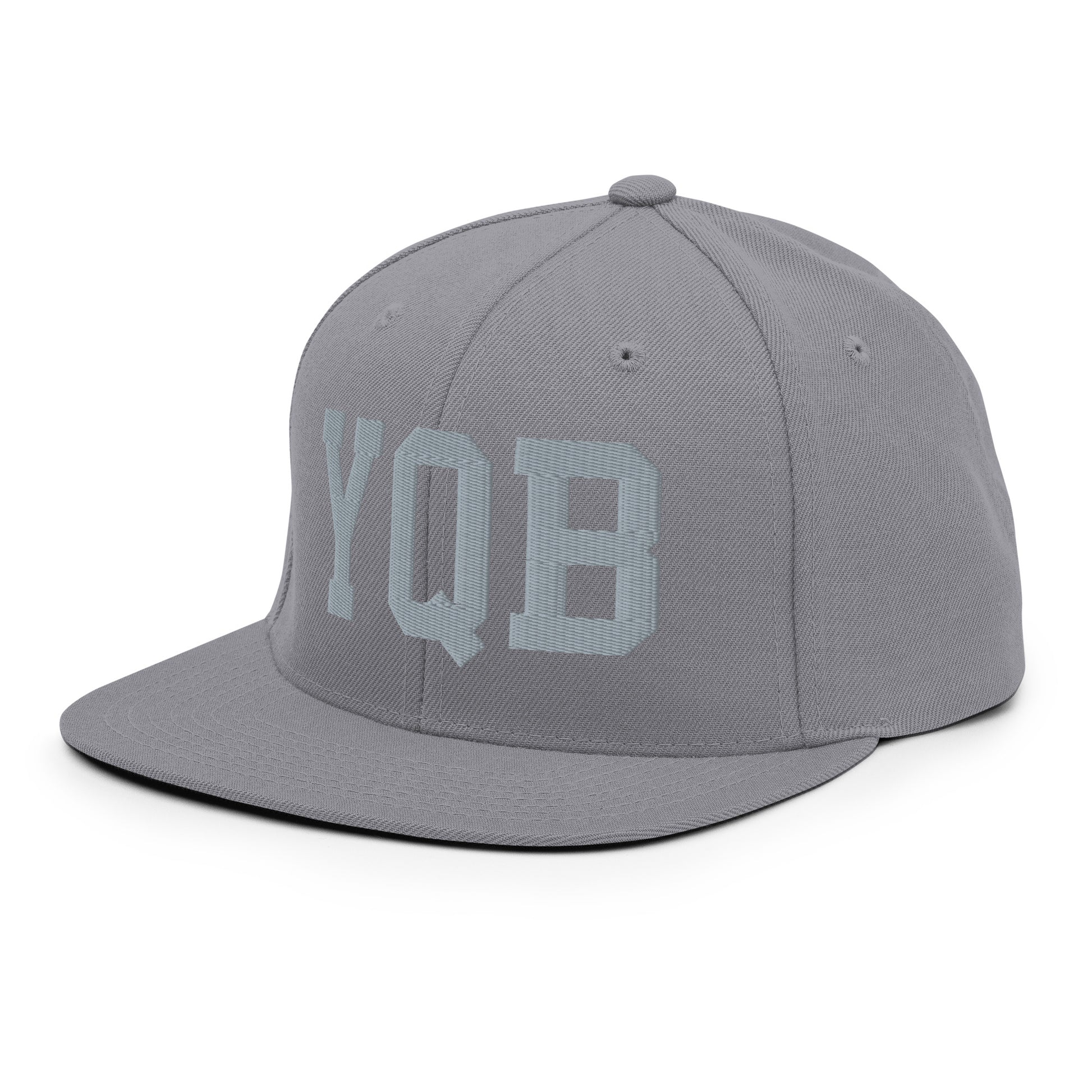 College-Style Classic Snapback Hat • Grey • YQB Quebec City Souvenir • YHM Designs - Image 16