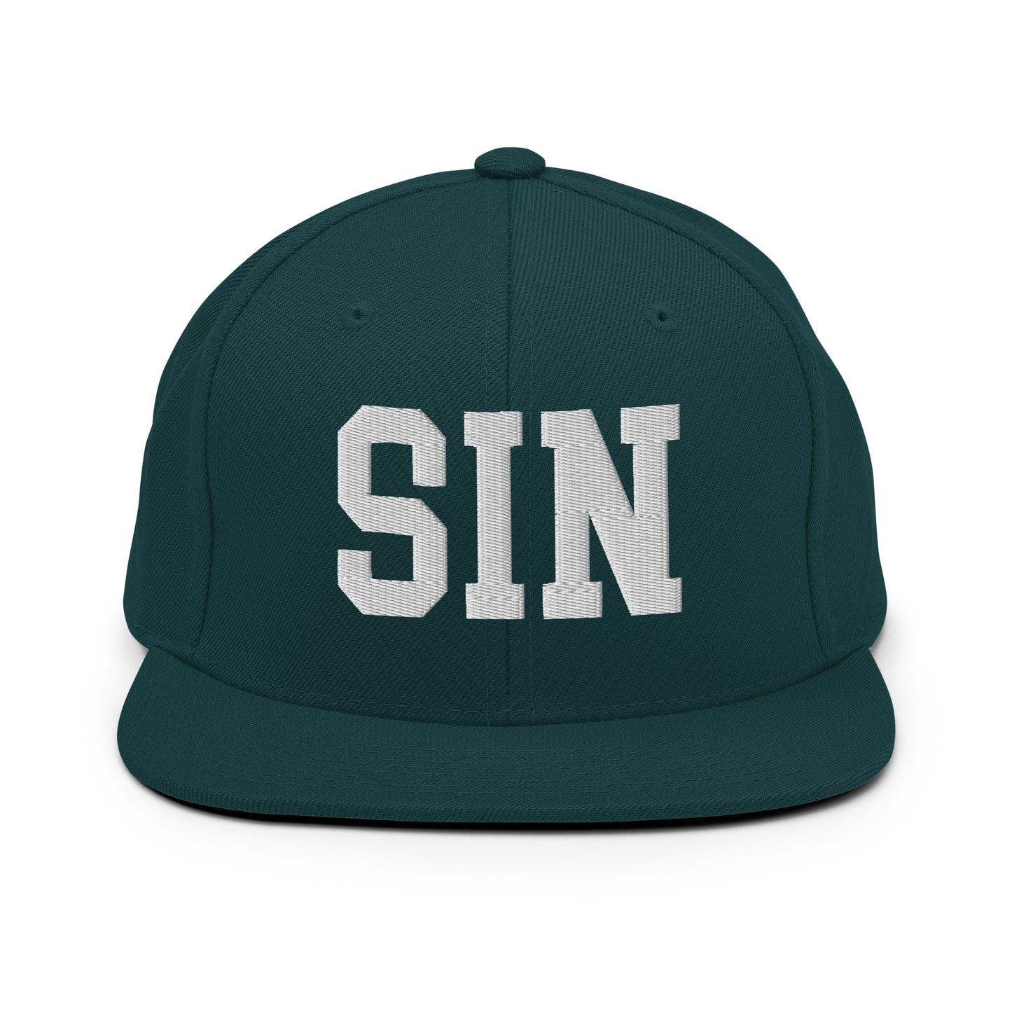 College-Style Classic Snapback Hat • White • SIN Singapore Souvenir • YHM Designs - Image 22