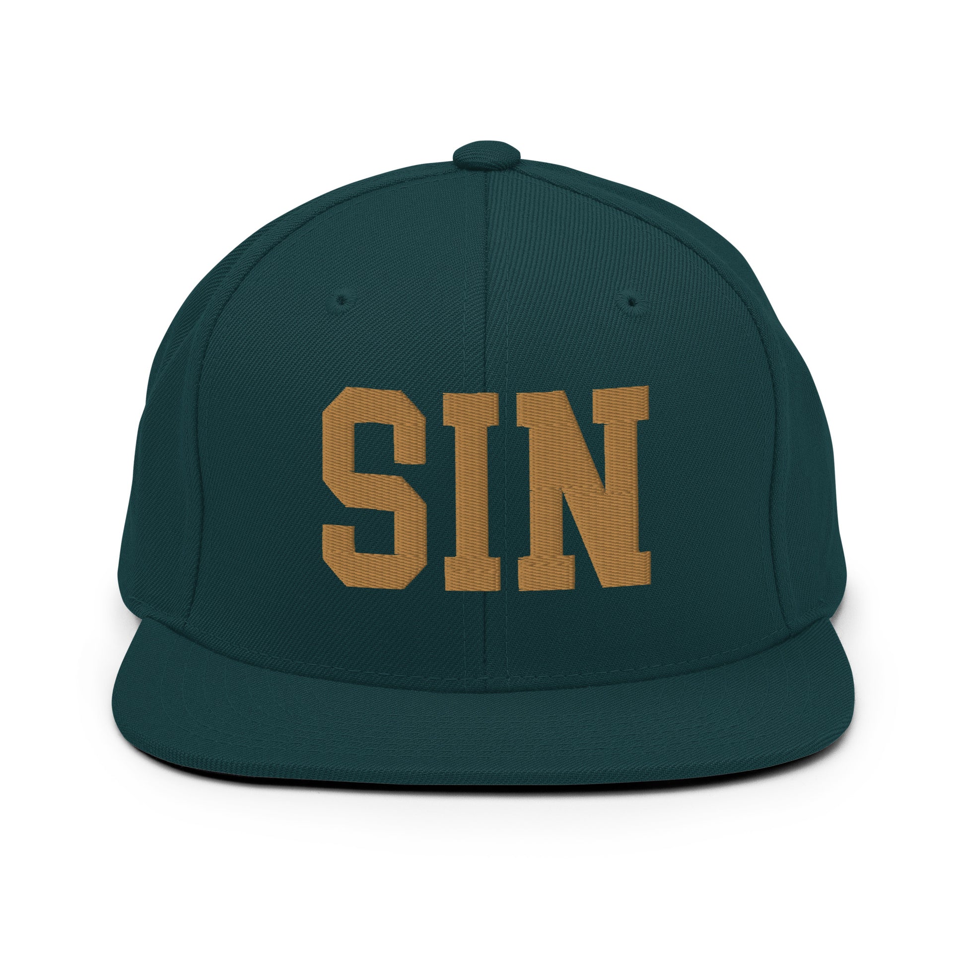 College-Style Classic Snapback Hat • Old Gold • SIN Singapore Souvenir • YHM Designs - Image 18