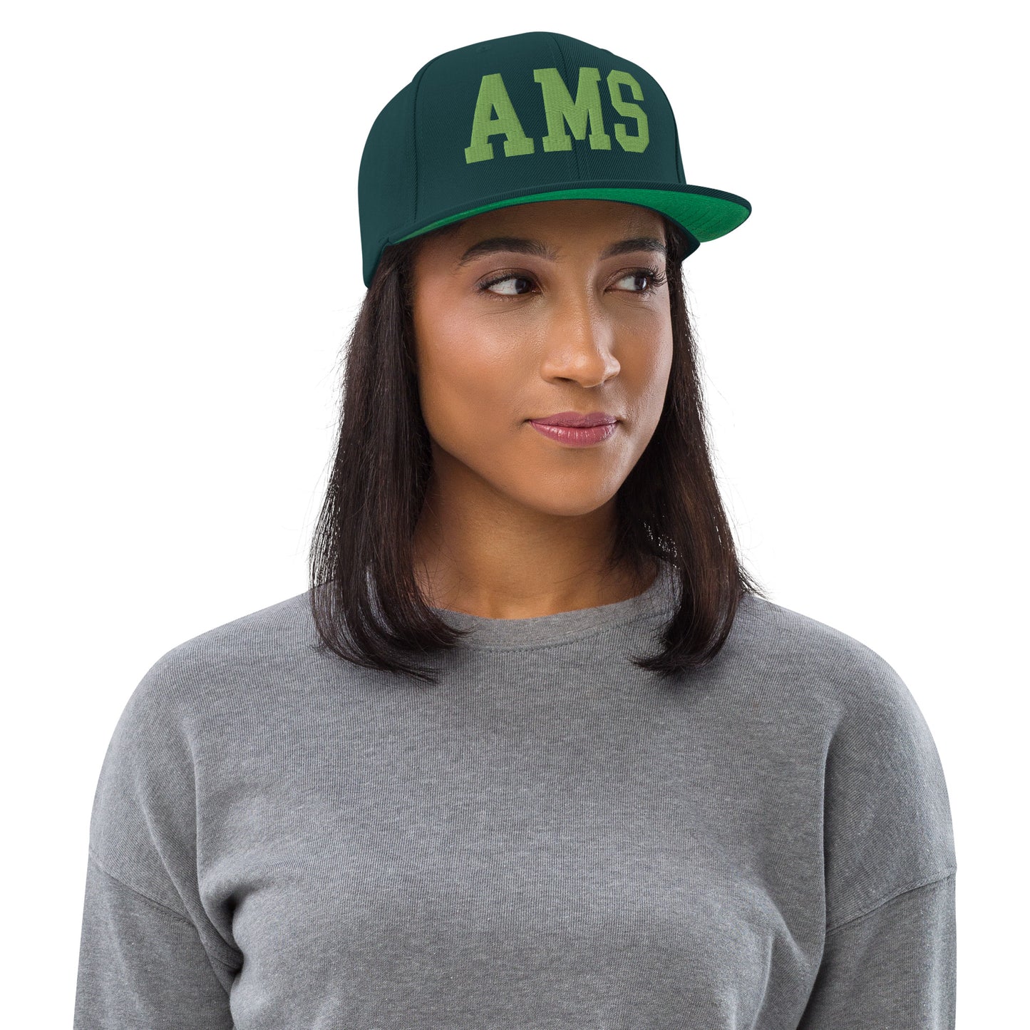 College-Style Classic Snapback Hat • Kiwi Green • AMS Amsterdam • YHM Designs - Image 04