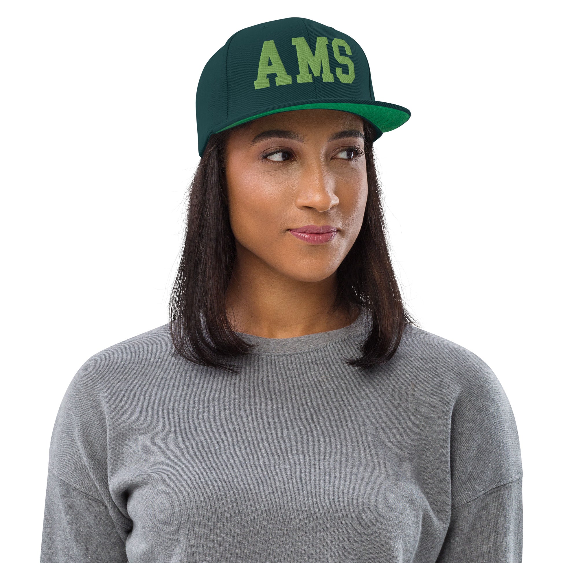 College-Style Classic Snapback Hat • Kiwi Green • AMS Amsterdam • YHM Designs - Image 04