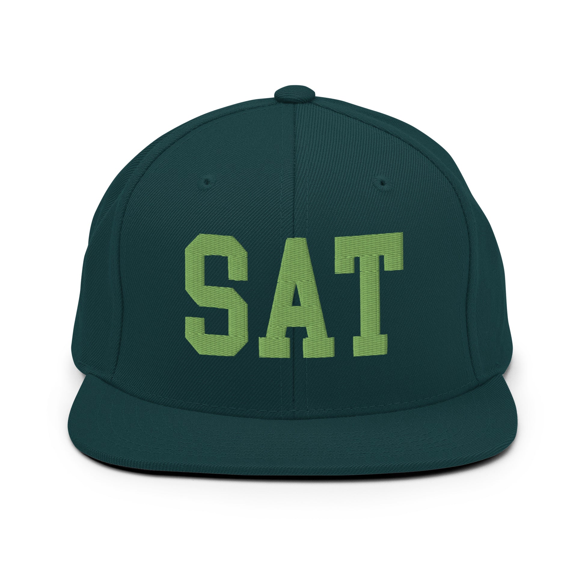 College-Style Classic Snapback Hat • Kiwi Green • SAT San Antonio • YHM Designs - Image 07