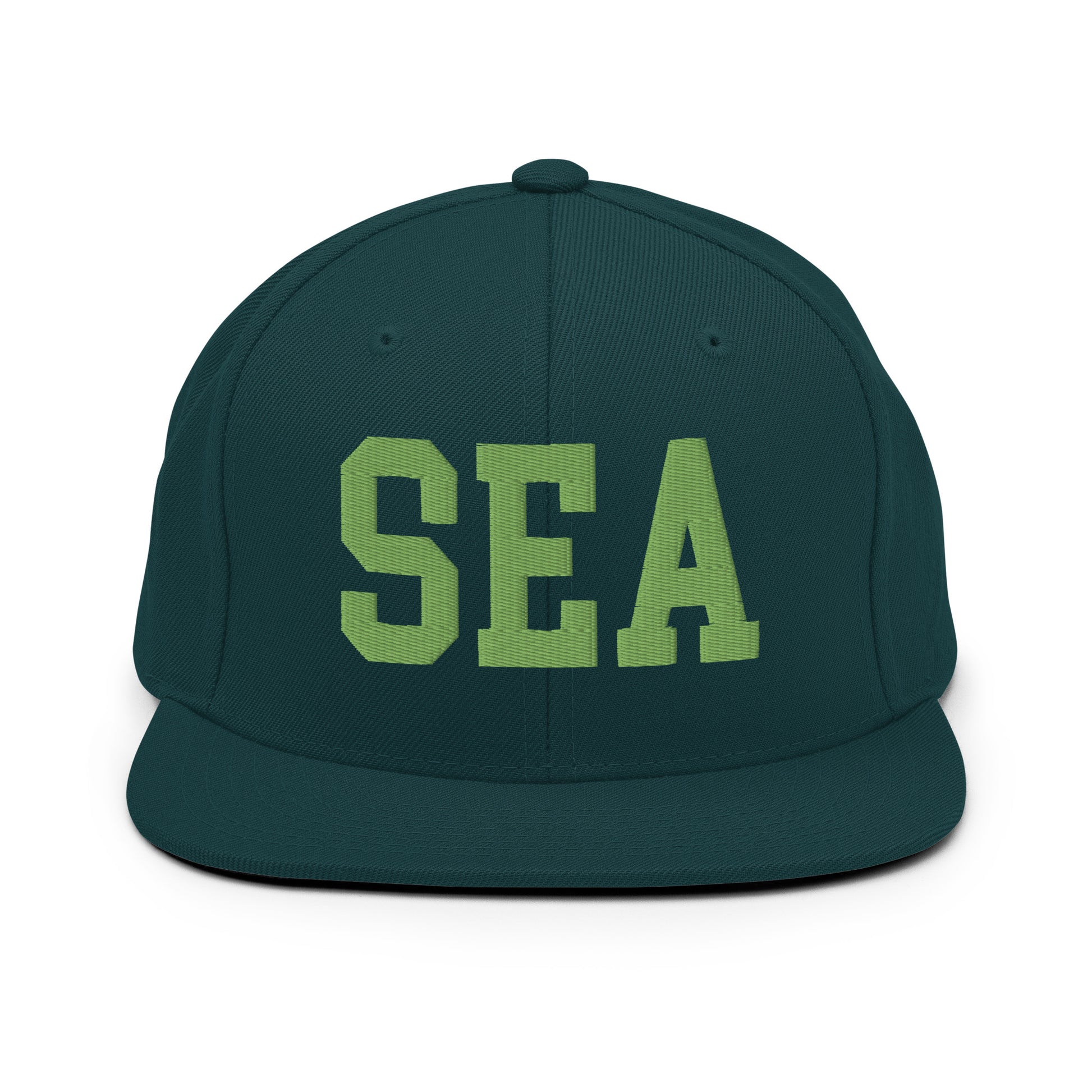 College-Style Classic Snapback Hat • Kiwi Green • SEA Seattle • YHM Designs - Image 07