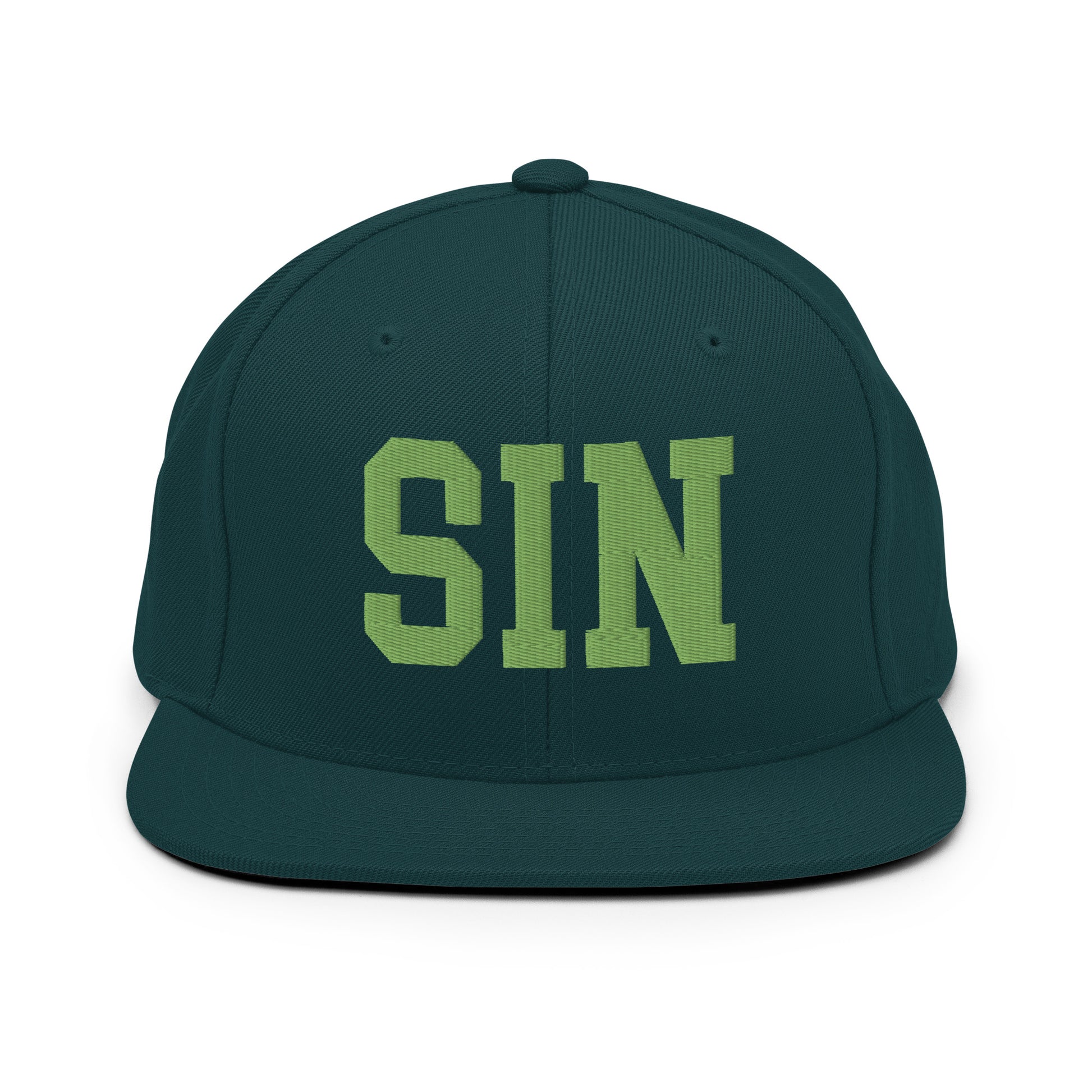 College-Style Classic Snapback Hat • Kiwi Green • SIN Singapore • YHM Designs - Image 07
