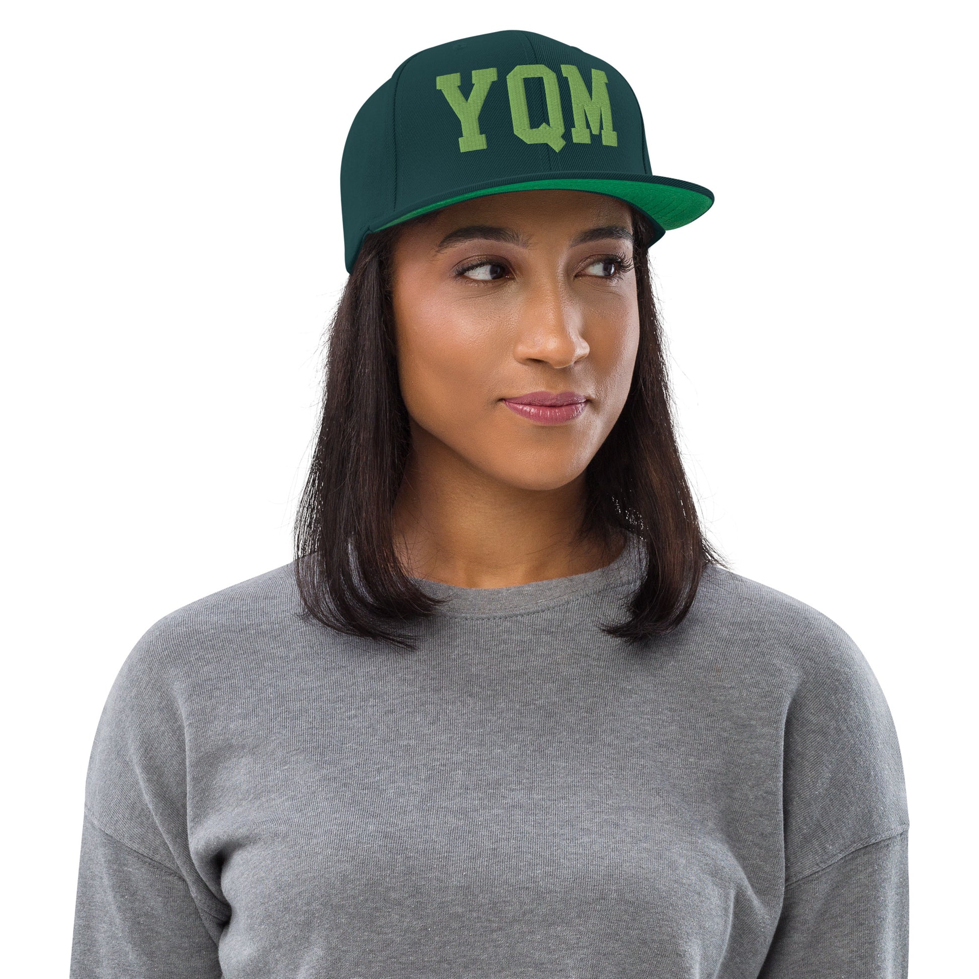 College-Style Classic Snapback Hat • Kiwi Green • YQM Moncton • YHM Designs - Image 04