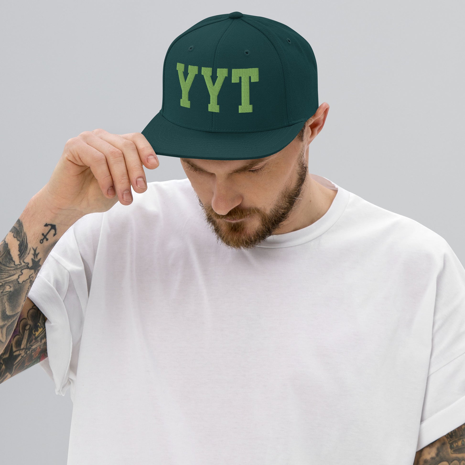 College-Style Classic Snapback Hat • Kiwi Green • YYT St. John's • YHM Designs - Image 06