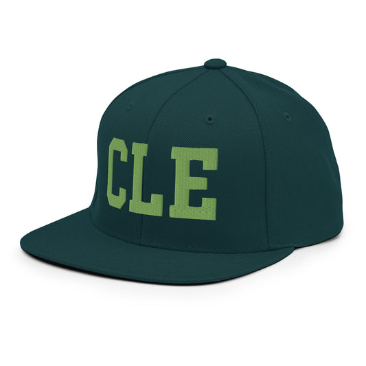 College-Style Classic Snapback Hat • Kiwi Green • CLE Cleveland • YHM Designs - Image 01