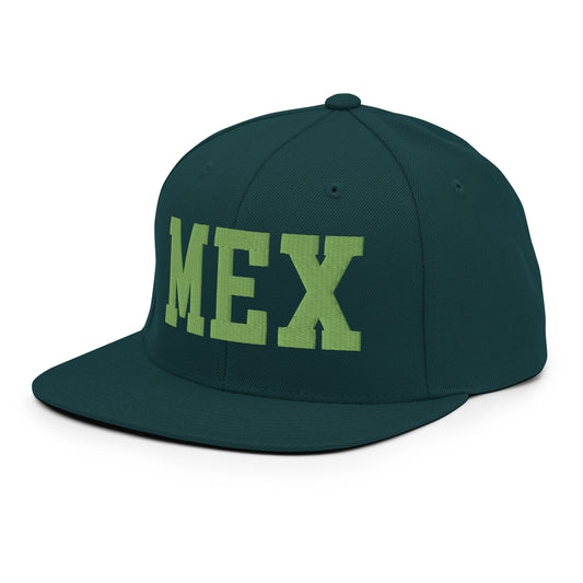 College-Style Classic Snapback Hat • Kiwi Green • MEX Mexico City • YHM Designs - Image 01