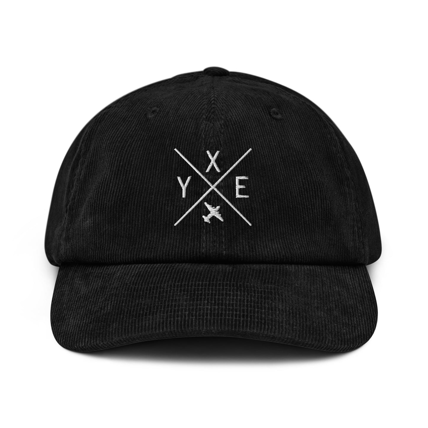 Crossed-X Corduroy Hat - White • YXE Saskatoon • YHM Designs - Image 13