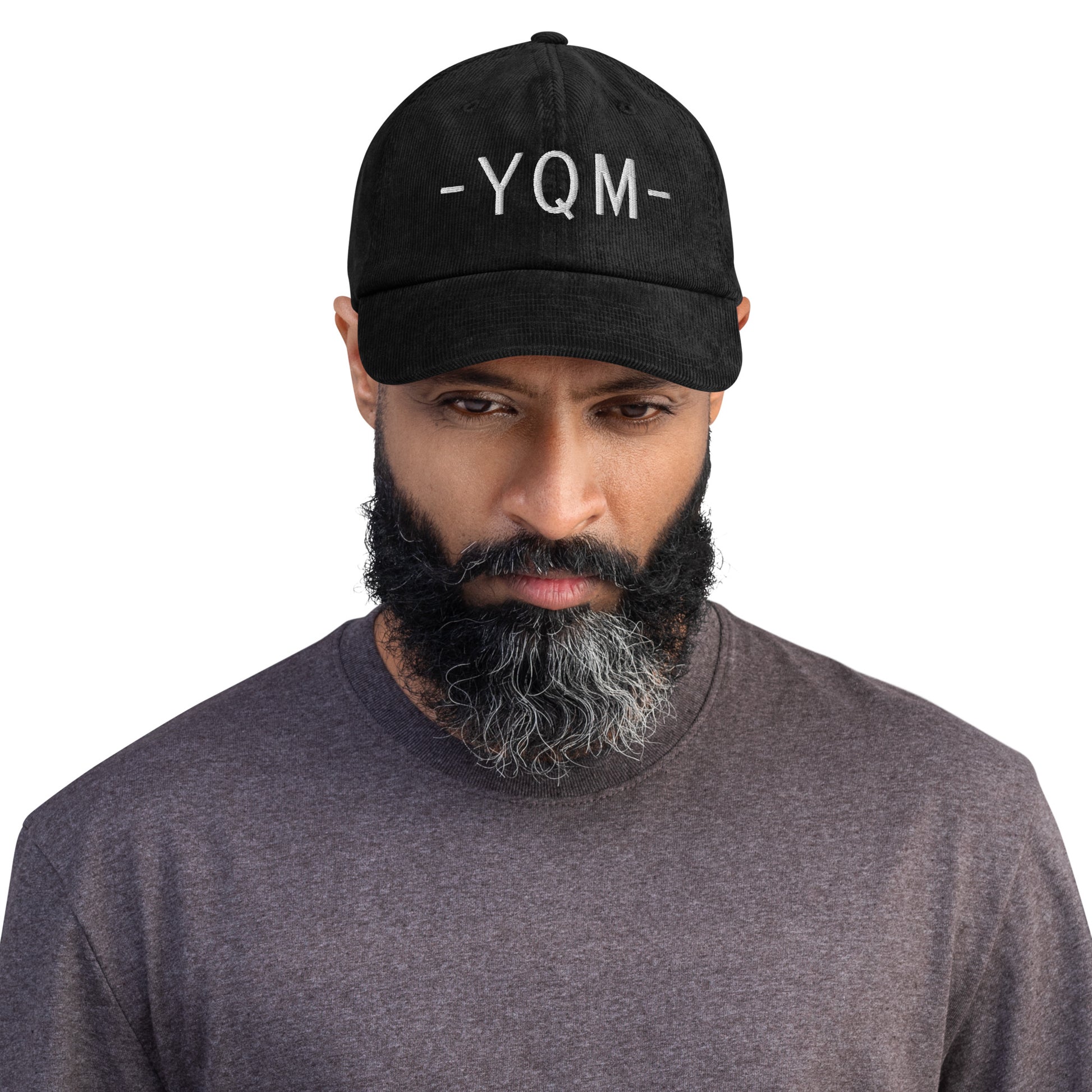 Souvenir Corduroy Hat - White • YQM Moncton • YHM Designs - Image 02