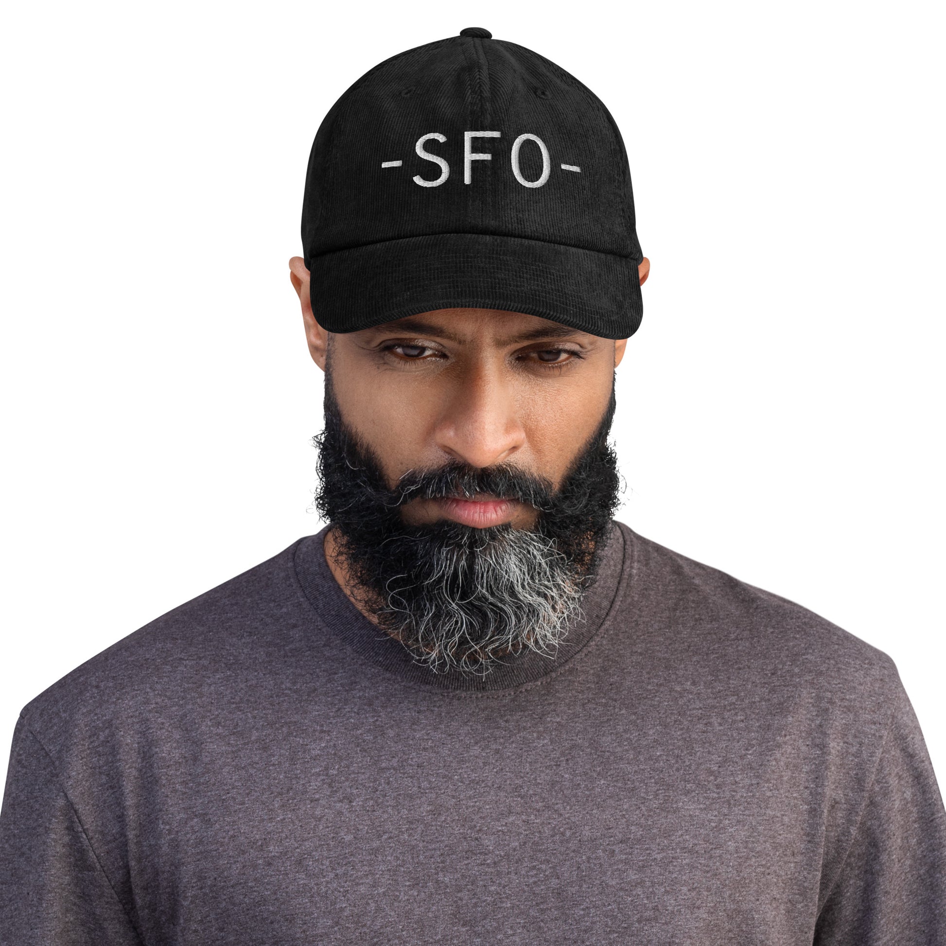 Souvenir Corduroy Hat - White • SFO San Francisco • YHM Designs - Image 02