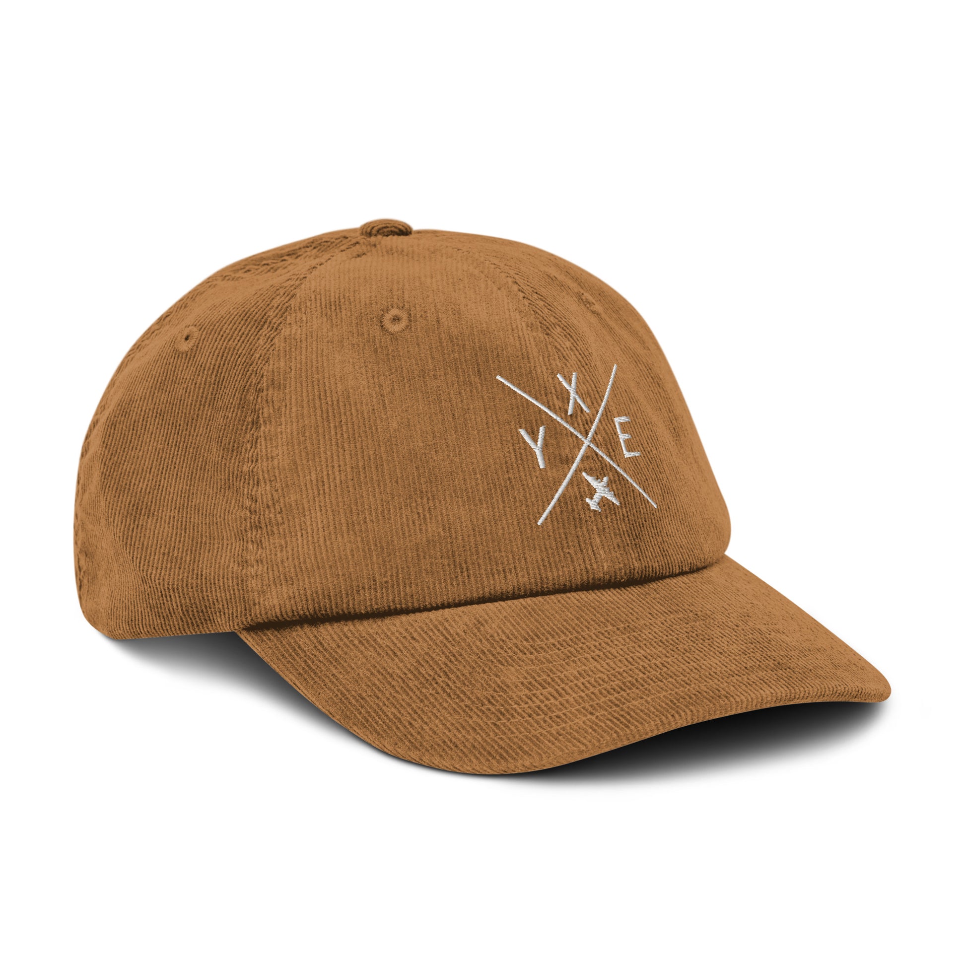 Crossed-X Corduroy Hat - White • YXE Saskatoon • YHM Designs - Image 23