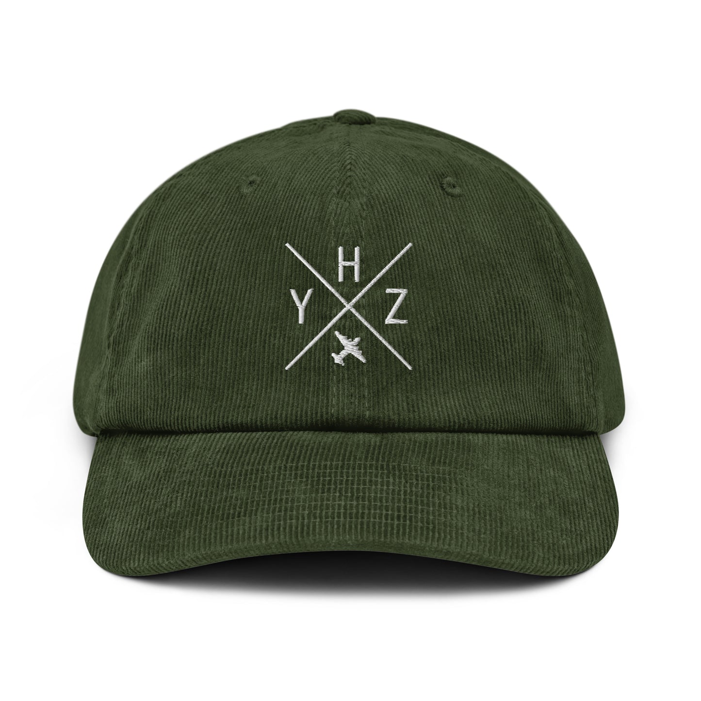 Crossed-X Corduroy Hat - White • YHZ Halifax • YHM Designs - Image 19