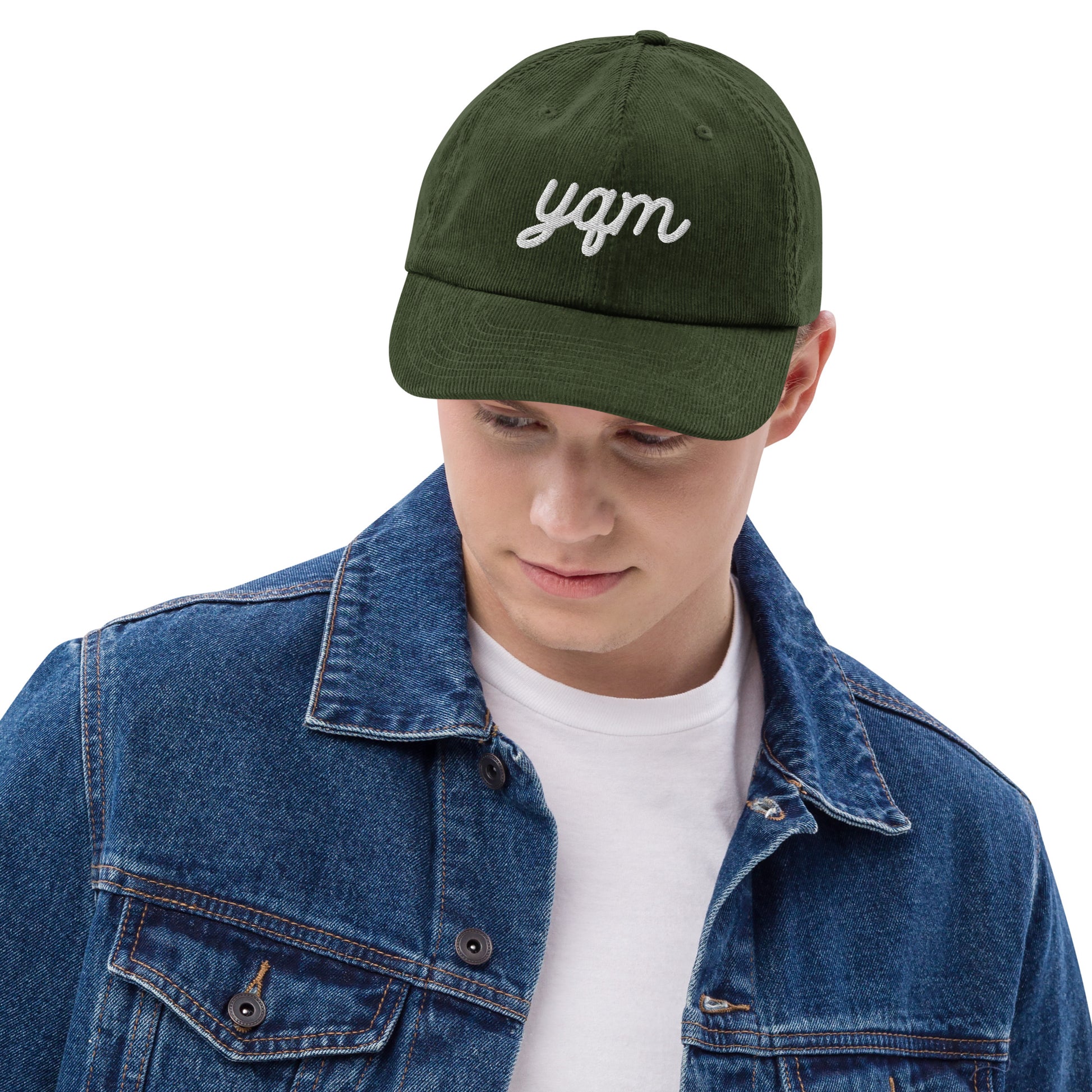 Vintage Script Corduroy Hat - White • YQM Moncton • YHM Designs - Image 07